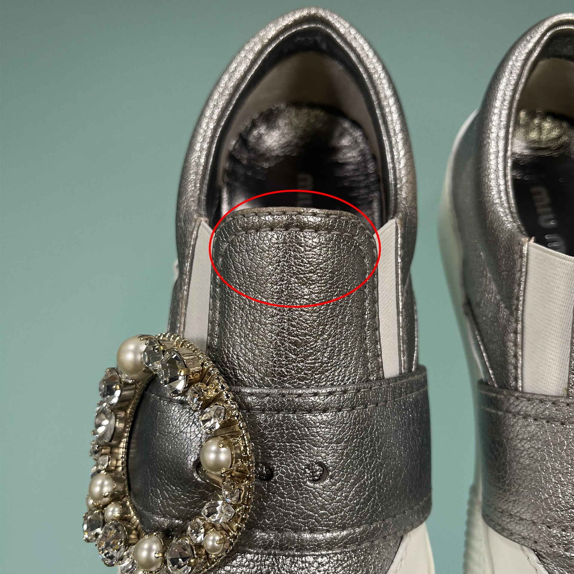 Miu Miu Leather Crystal Sneakers - WOMEN SHOES - MIU MIU - Tluxy New