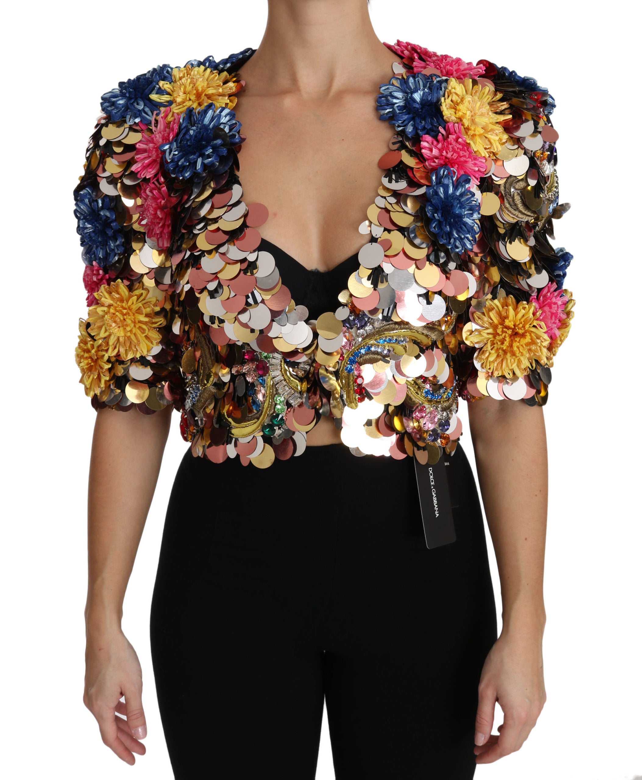 Dolce & Gabbana Enchanted Sicily Kurze Jacke mit Kristallverzierung