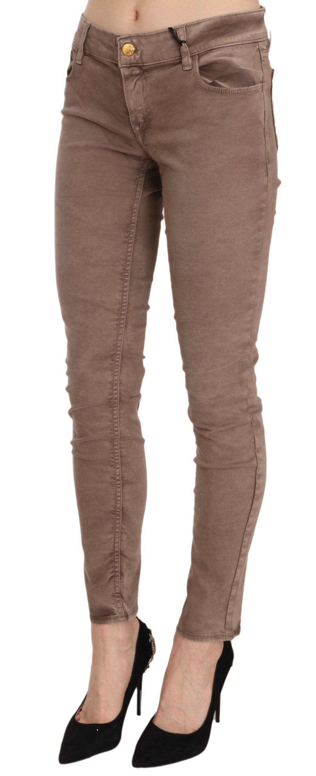 Pantalon slim taille basse marron CYCLE