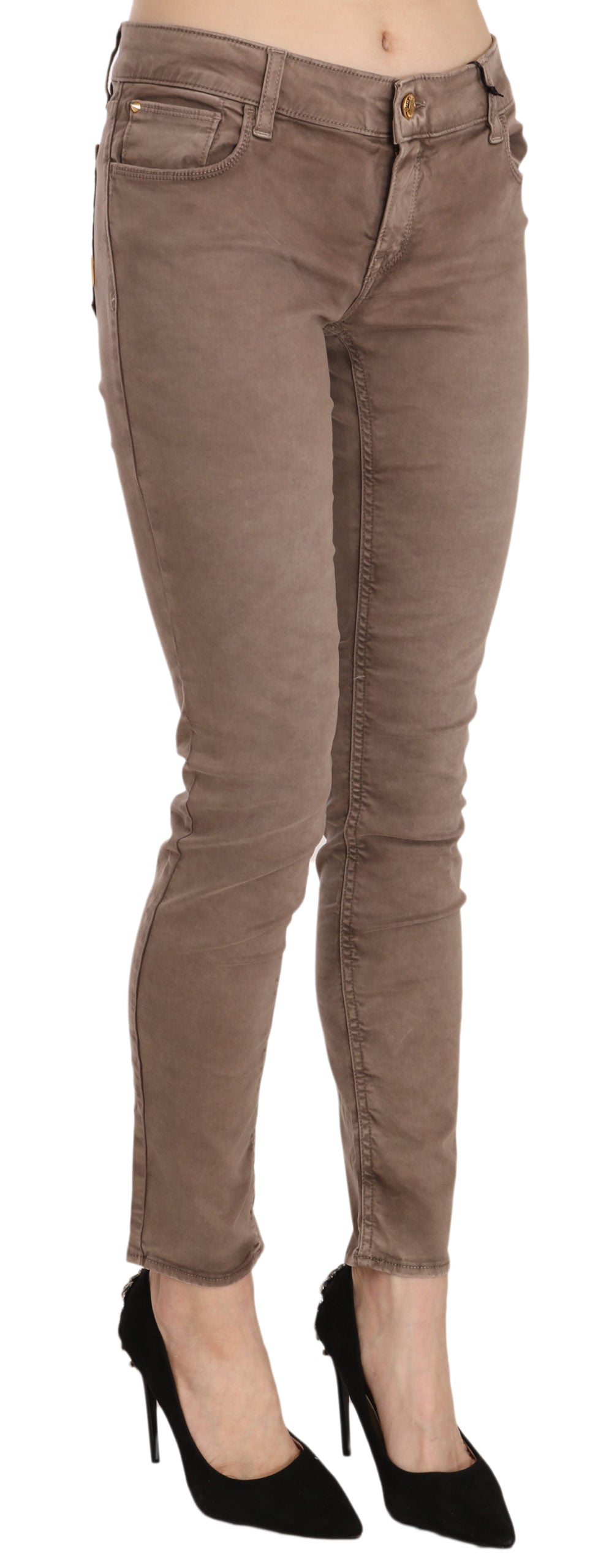 Pantalon slim taille basse marron CYCLE