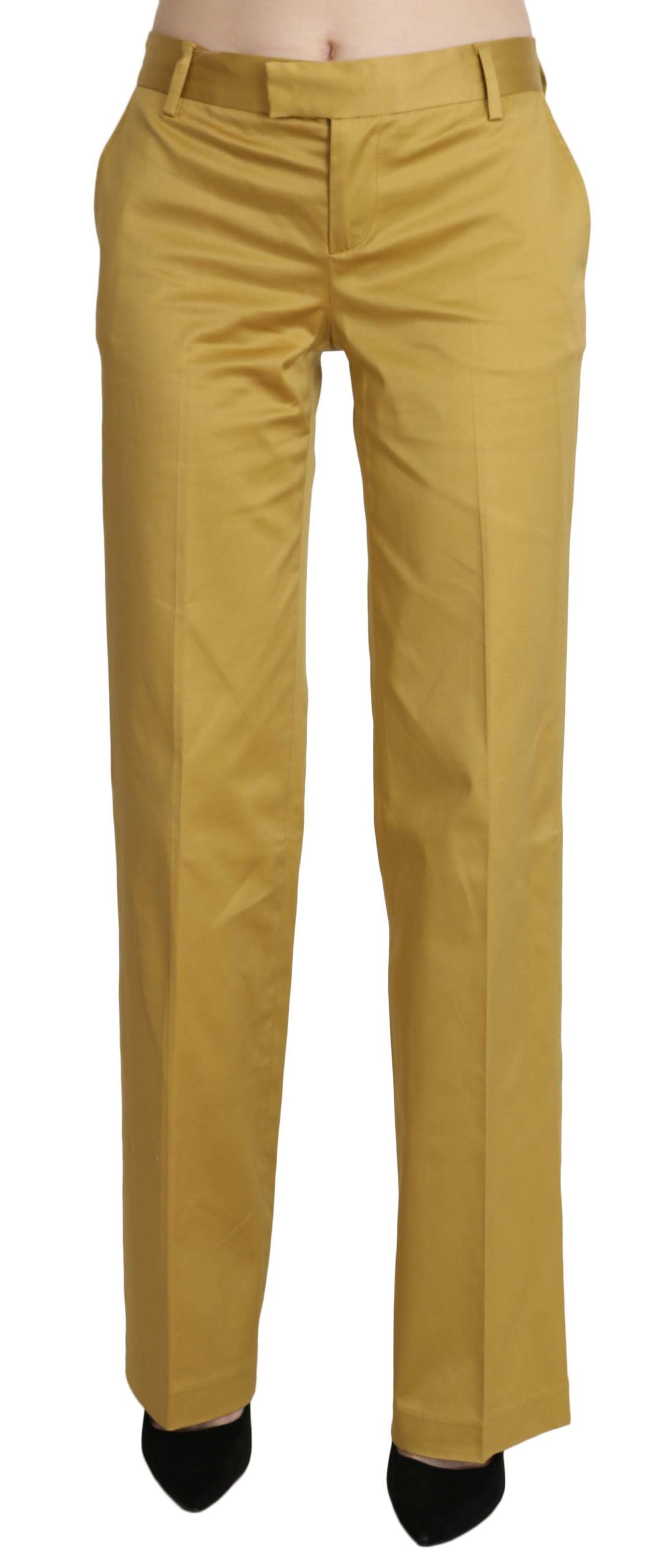 Pantalon tailleur en coton moutarde Just Cavalli