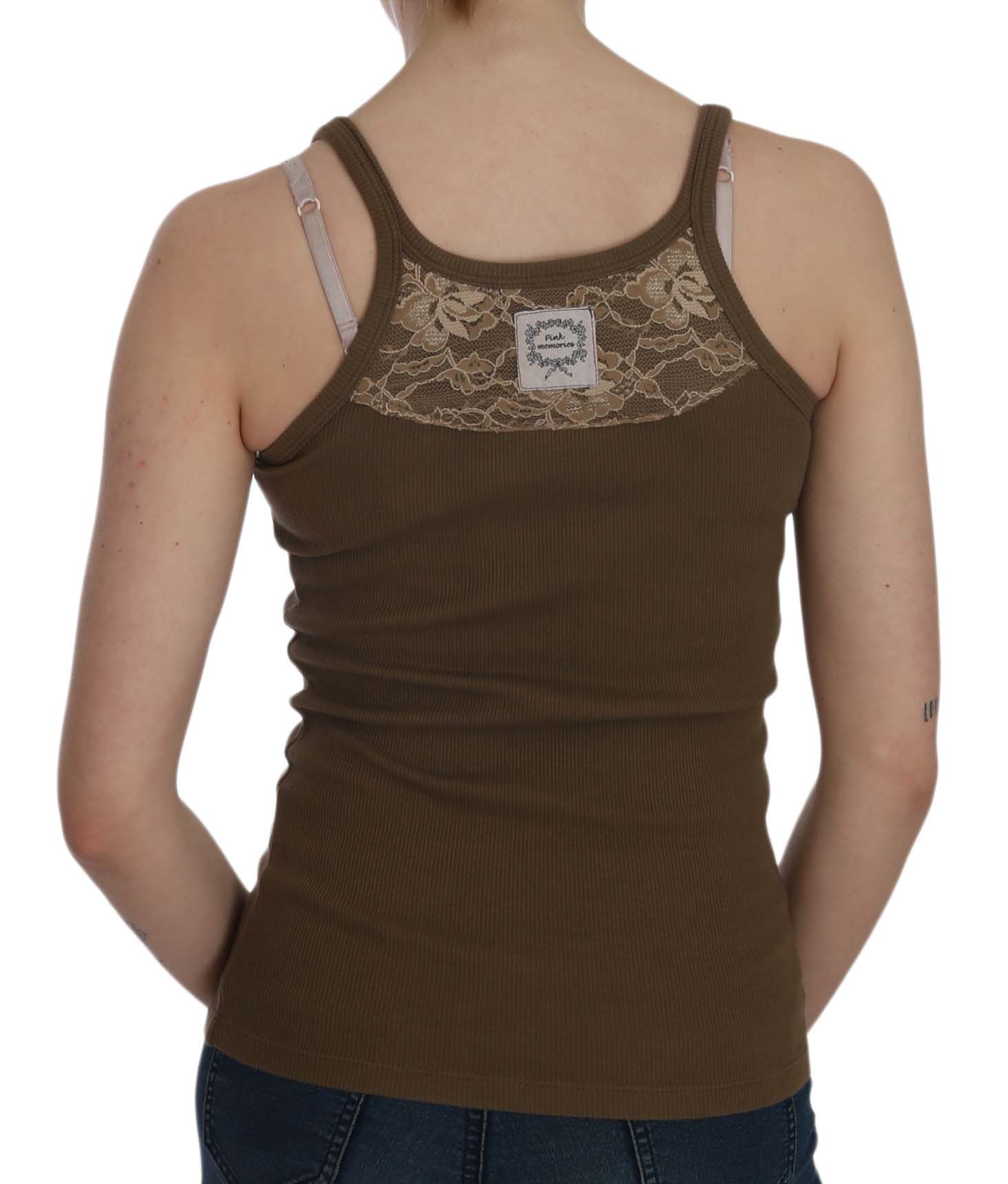 PINK MEMORIES Brown Sleeveless Spaghetti Strap Blouse Top