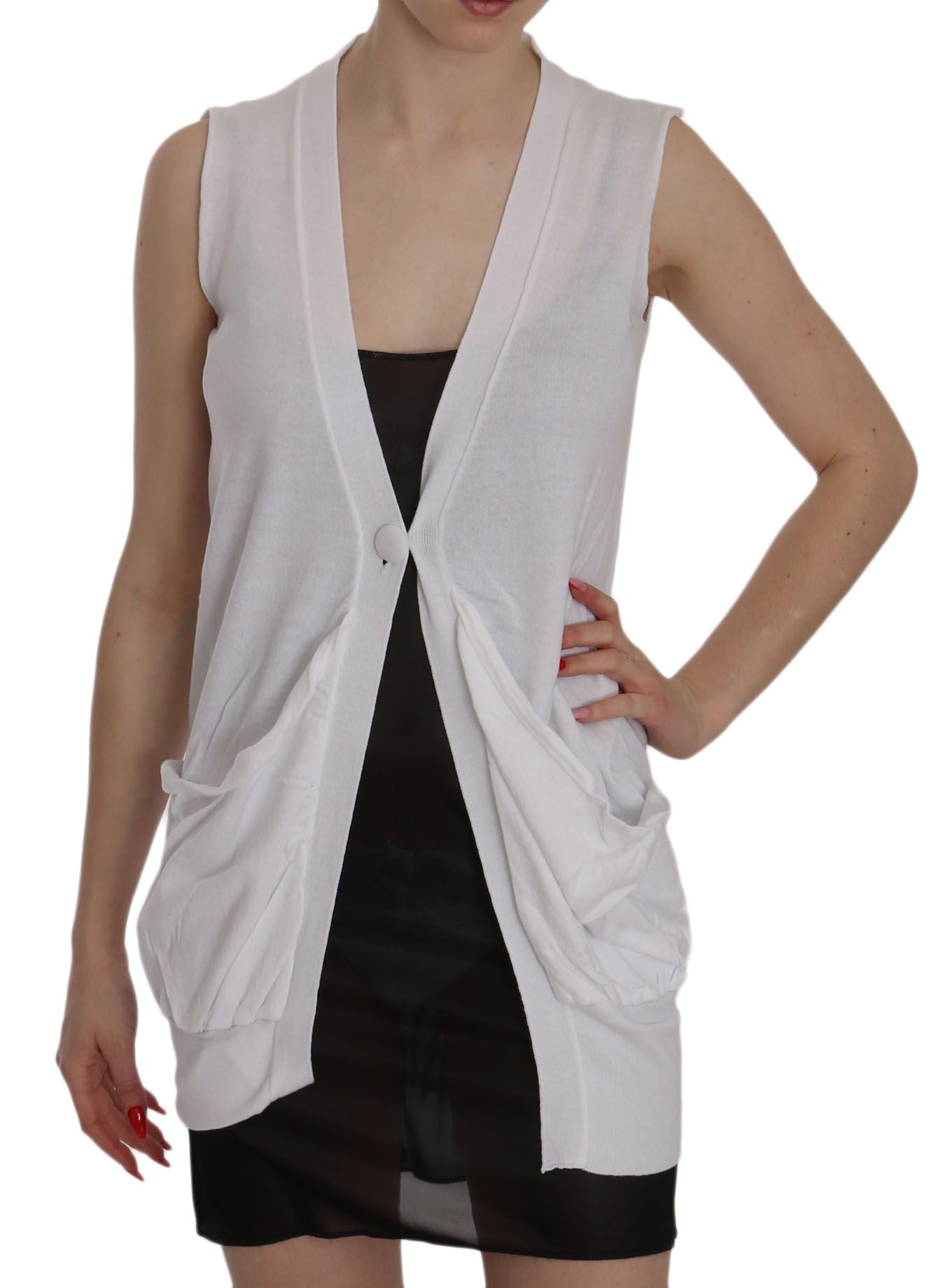 PINK MEMORIES Élégant gilet sans manches en coton blanc immaculé