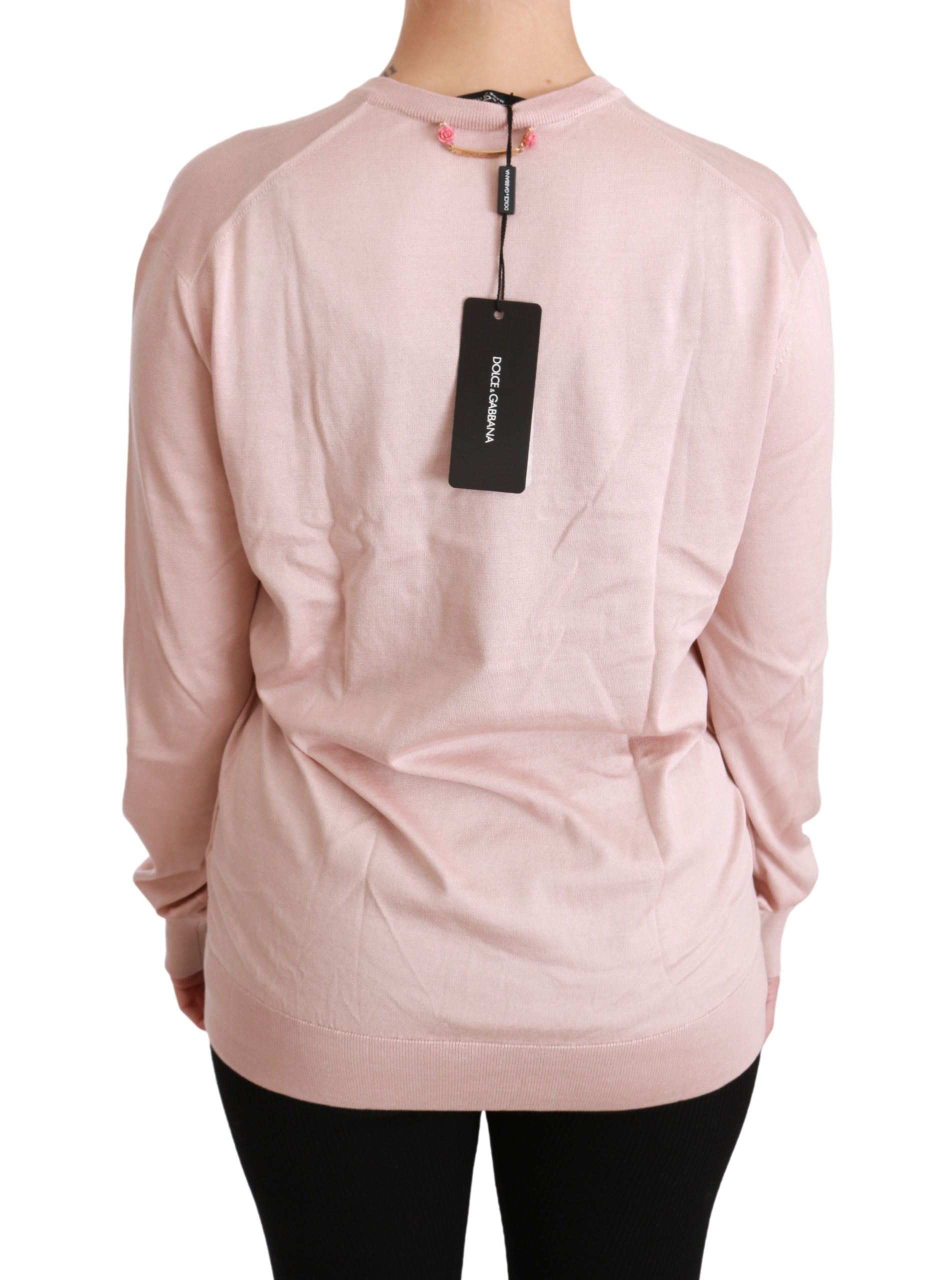Pull en soie rose à imprimé floral Dolce & Gabbana