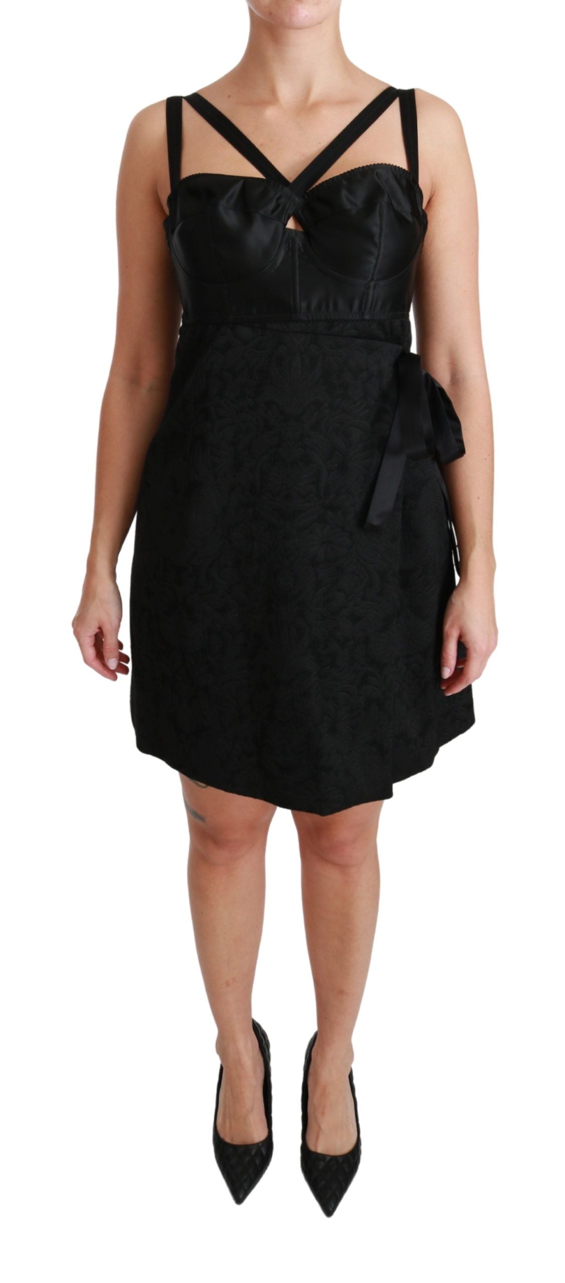 Dolce & Gabbana Elegantes schwarzes Jacquard-Etuikleid