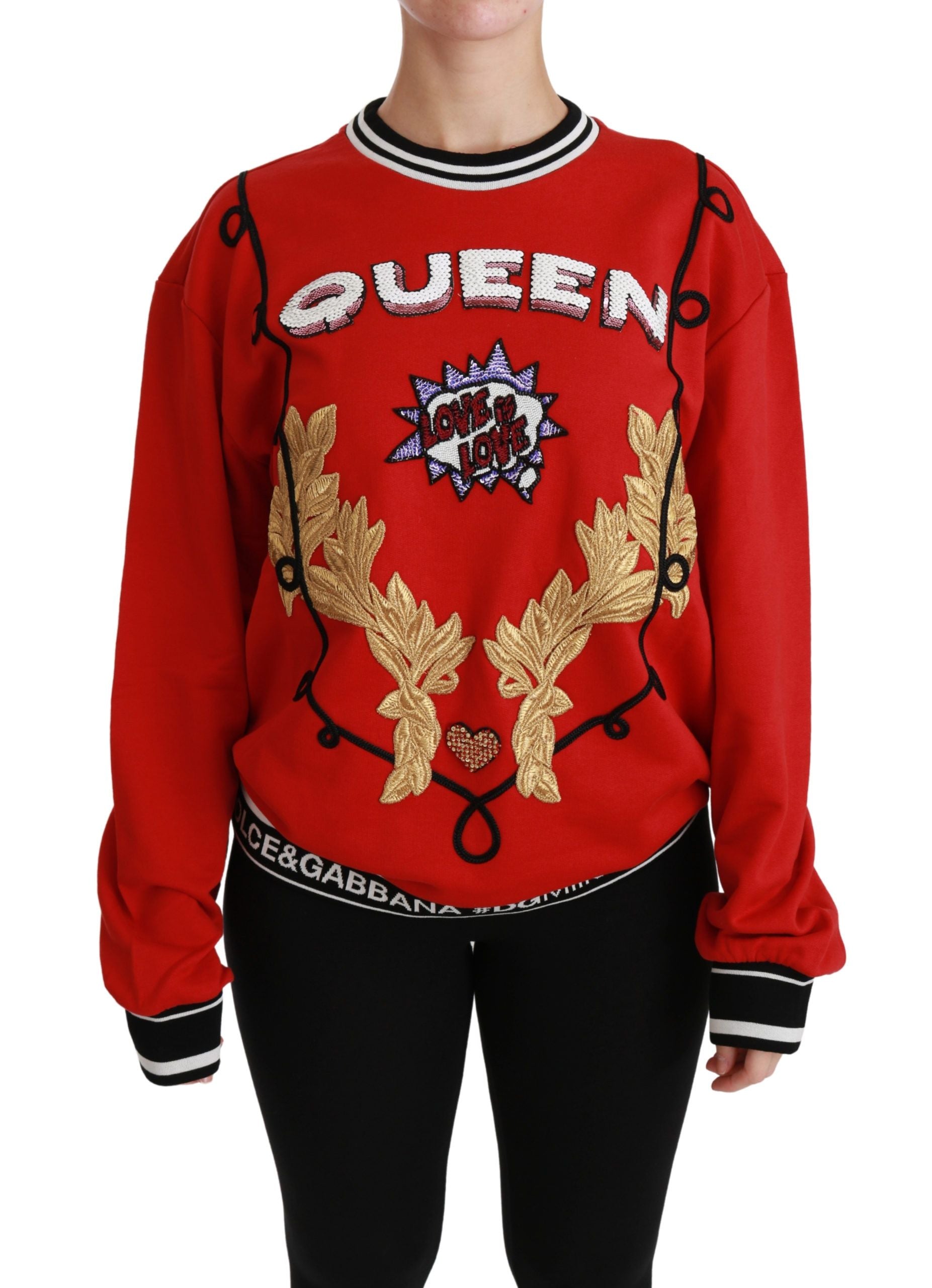 Dolce & Gabbana – Strahlend roter Pullover mit Rundhalsausschnitt und Pailletten