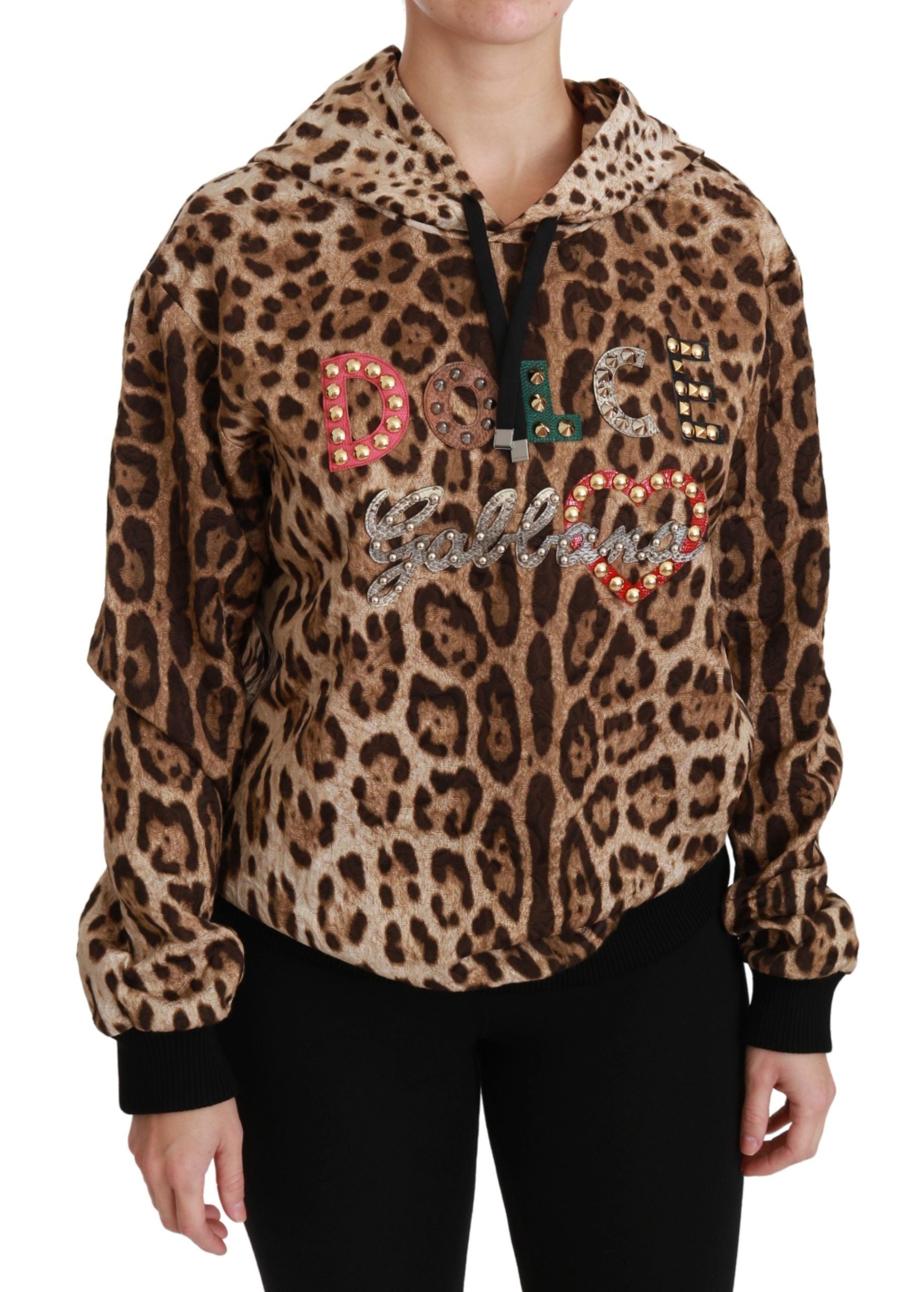 Dolce & Gabbana Eleganter Kapuzenpullover mit Leopardenmuster
