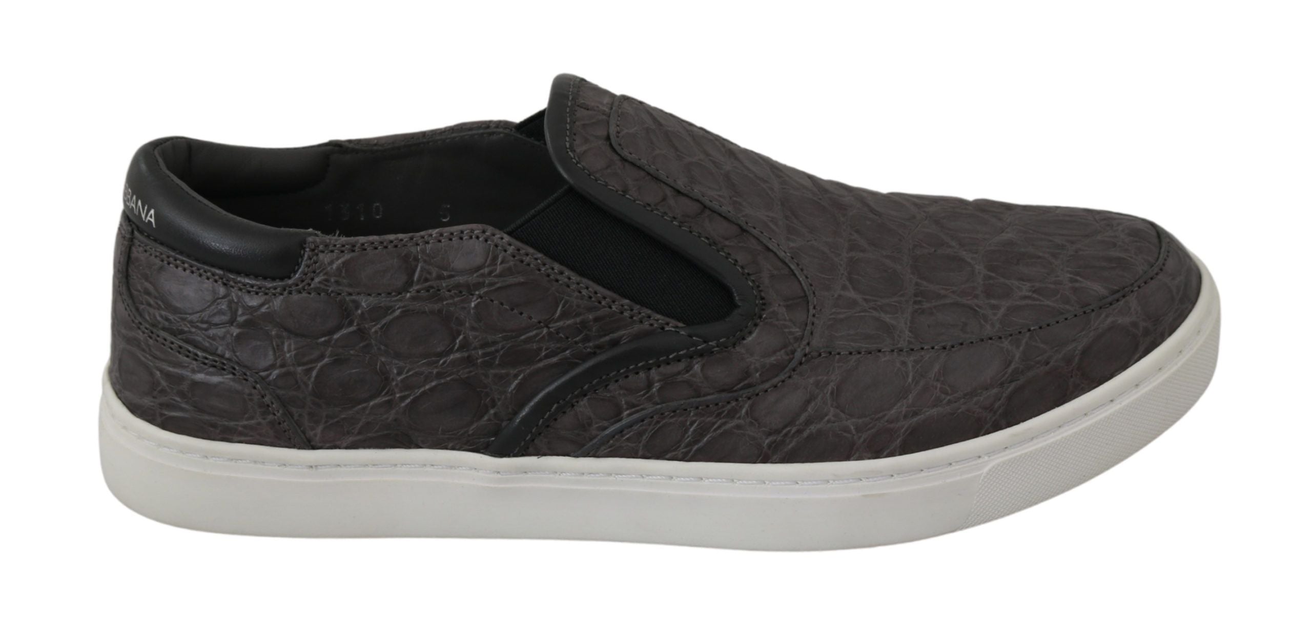Mocassins élégants en cuir caïman gris Dolce & Gabbana