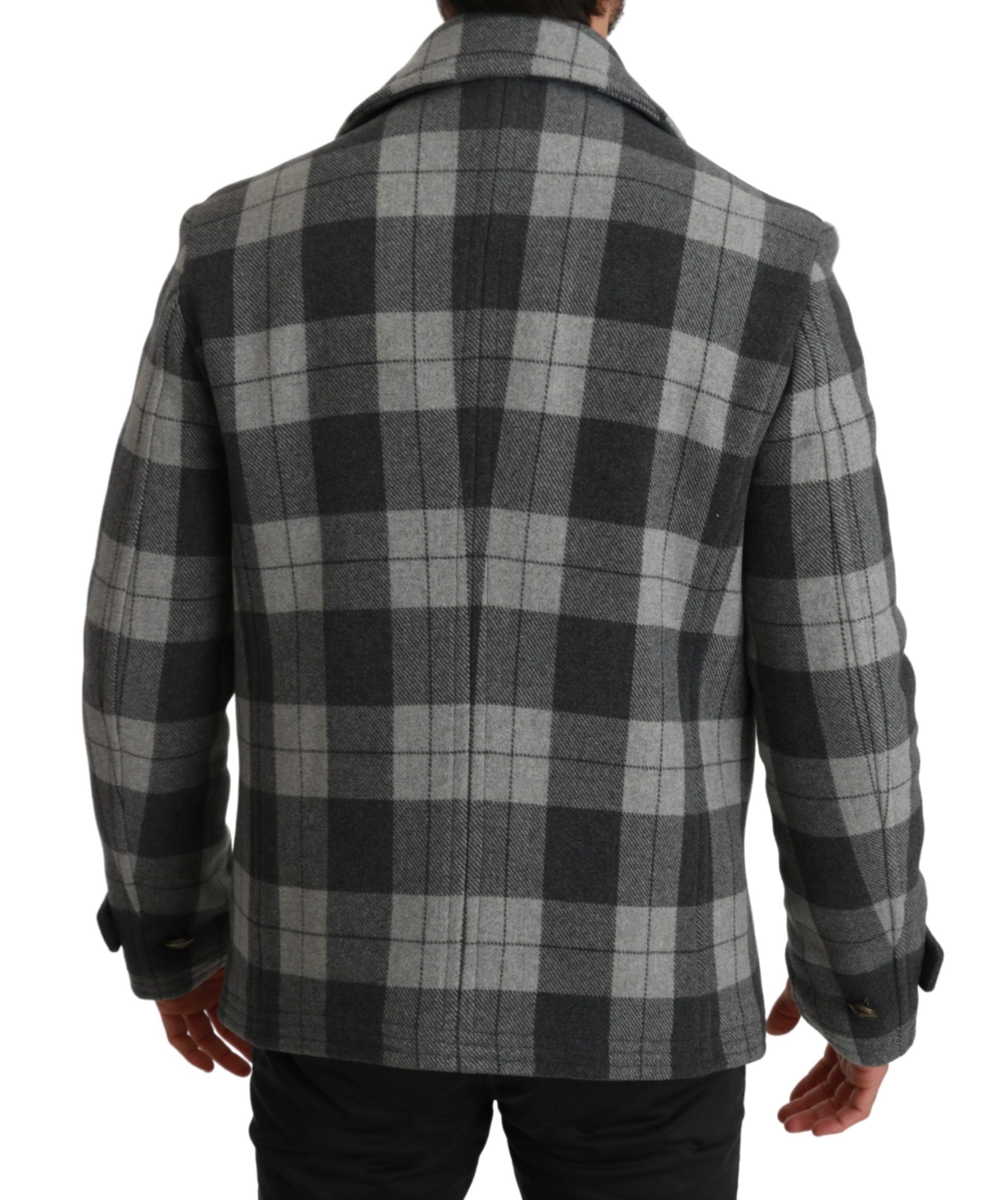 Dolce & Gabbana Gray Check Wool Cashmere Coat Jacket