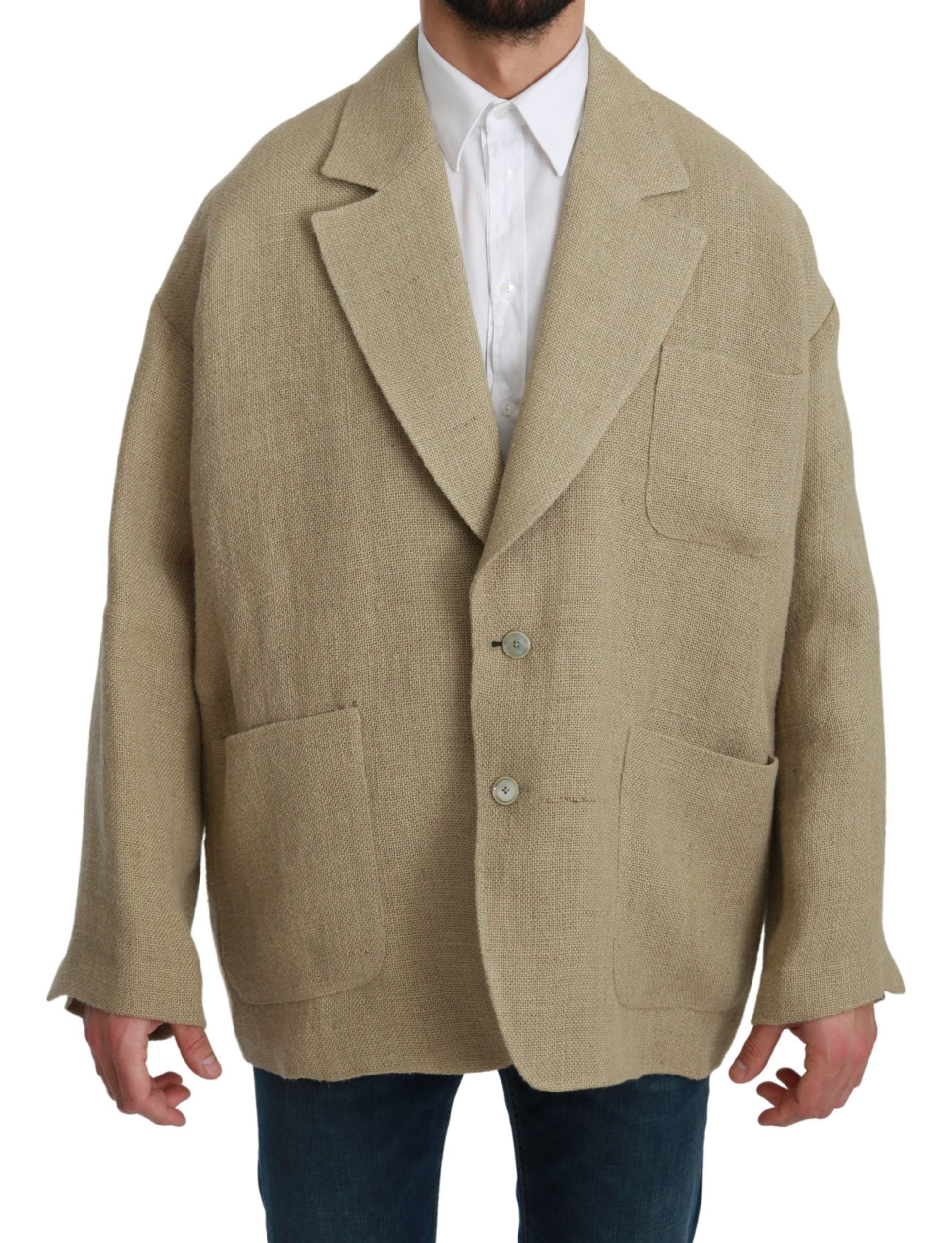 Blazer simple boutonnage en jute beige chic Dolce & Gabbana