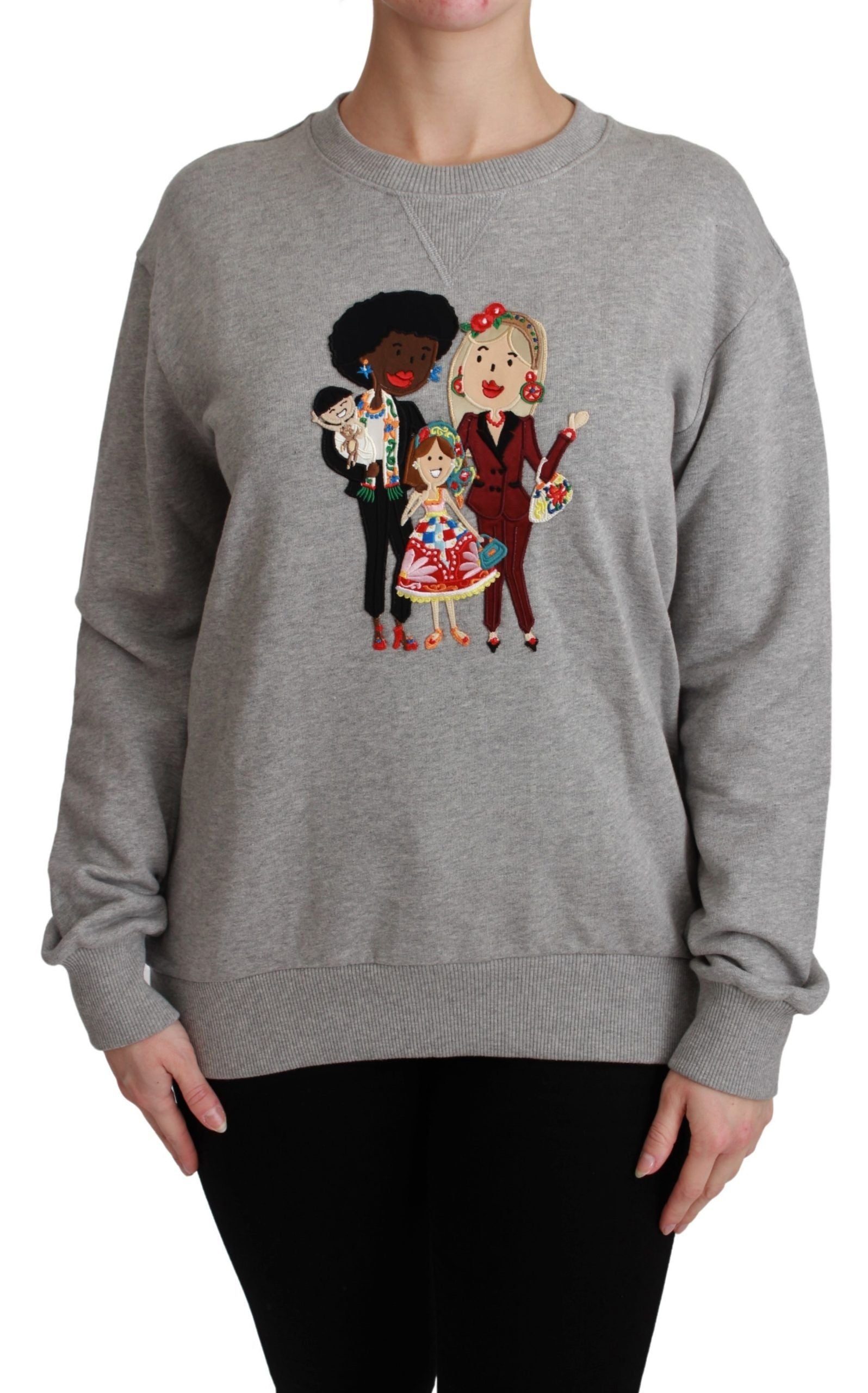 Dolce & Gabbana Eleganter mehrfarbiger Pullover mit Rundhalsausschnitt und Stickerei