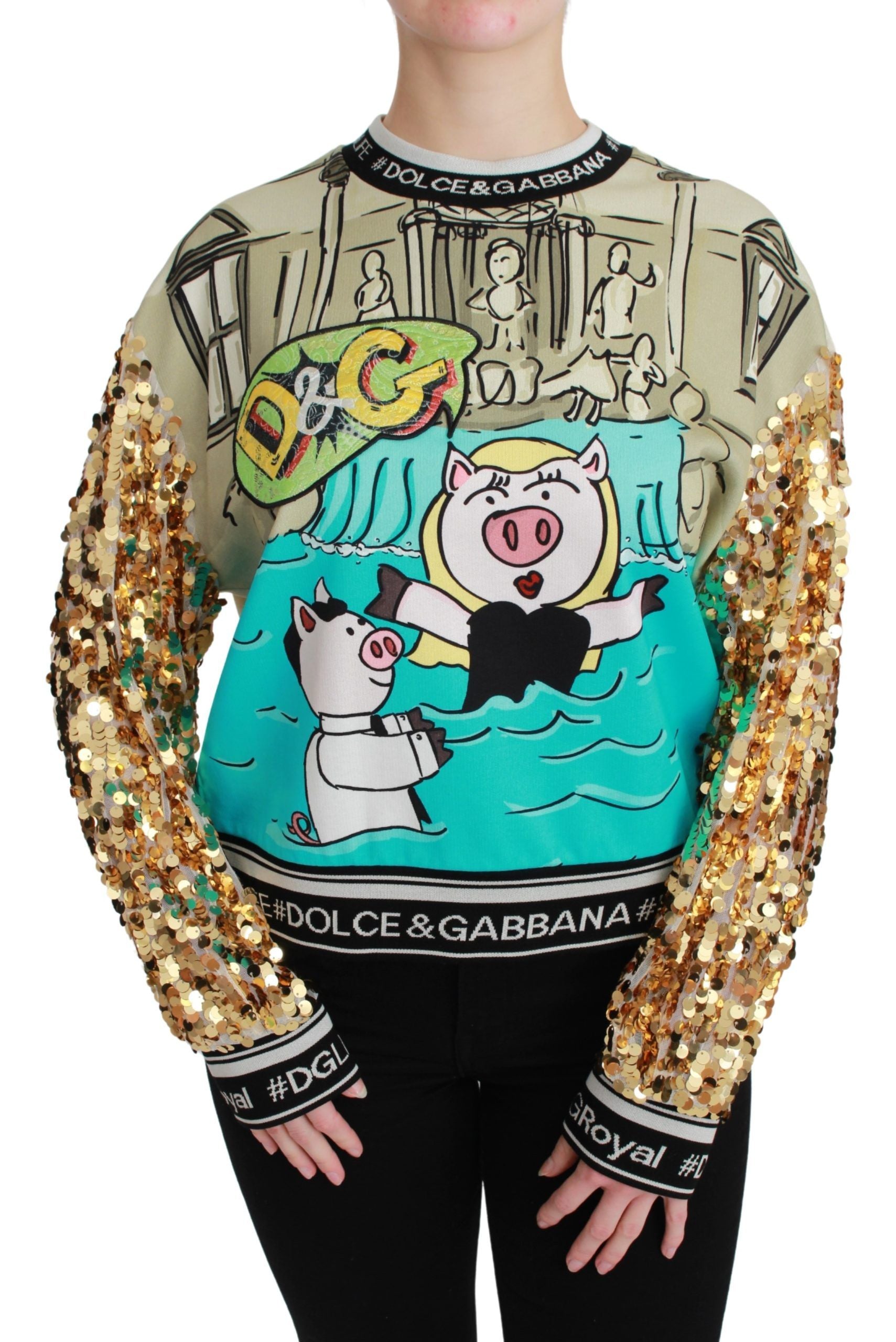 Dolce & Gabbana Chic Pullover mit mehrfarbigem Paillettenmotiv