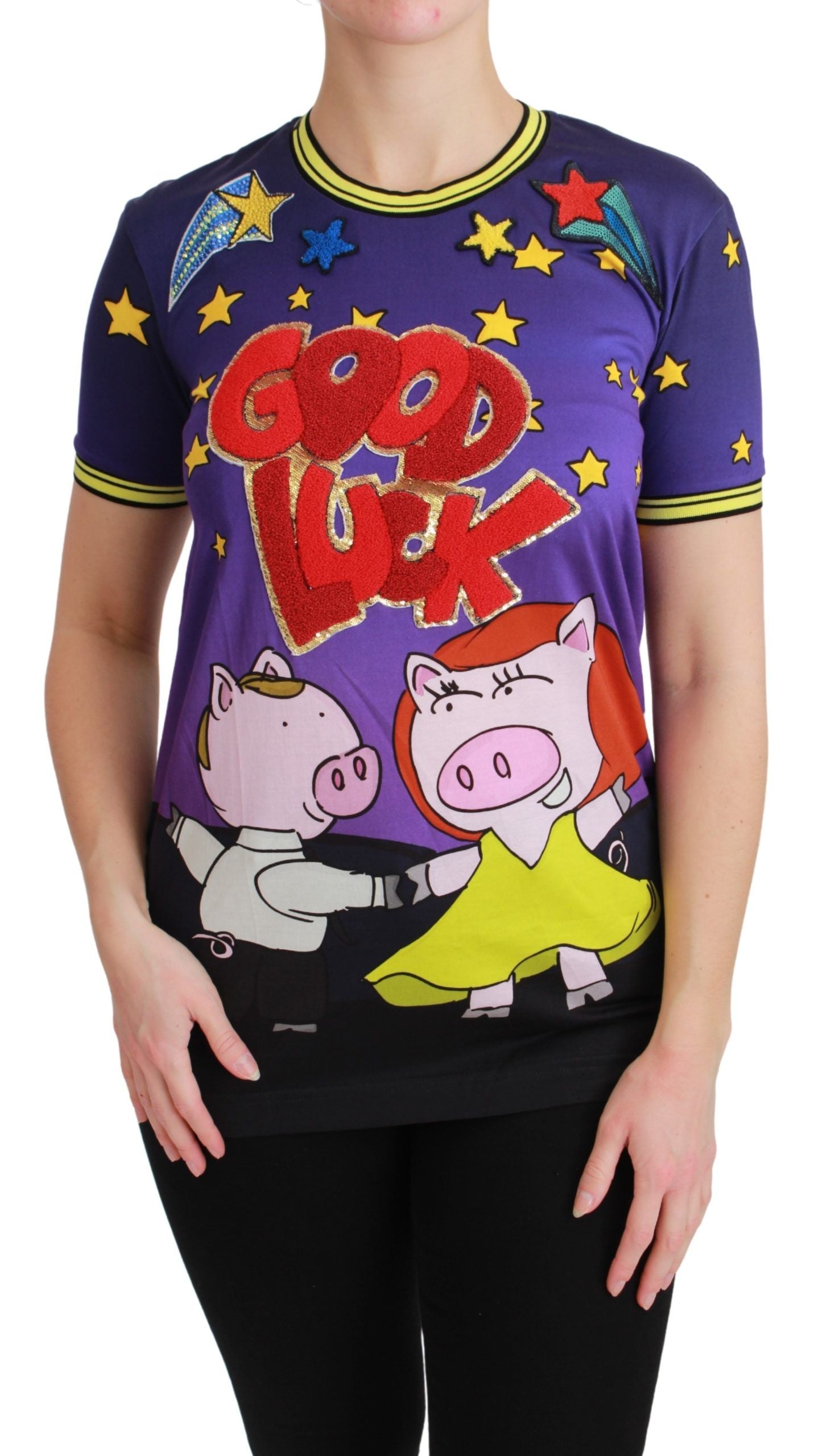 T-shirt élégant à col ras du cou Dolce & Gabbana en violet