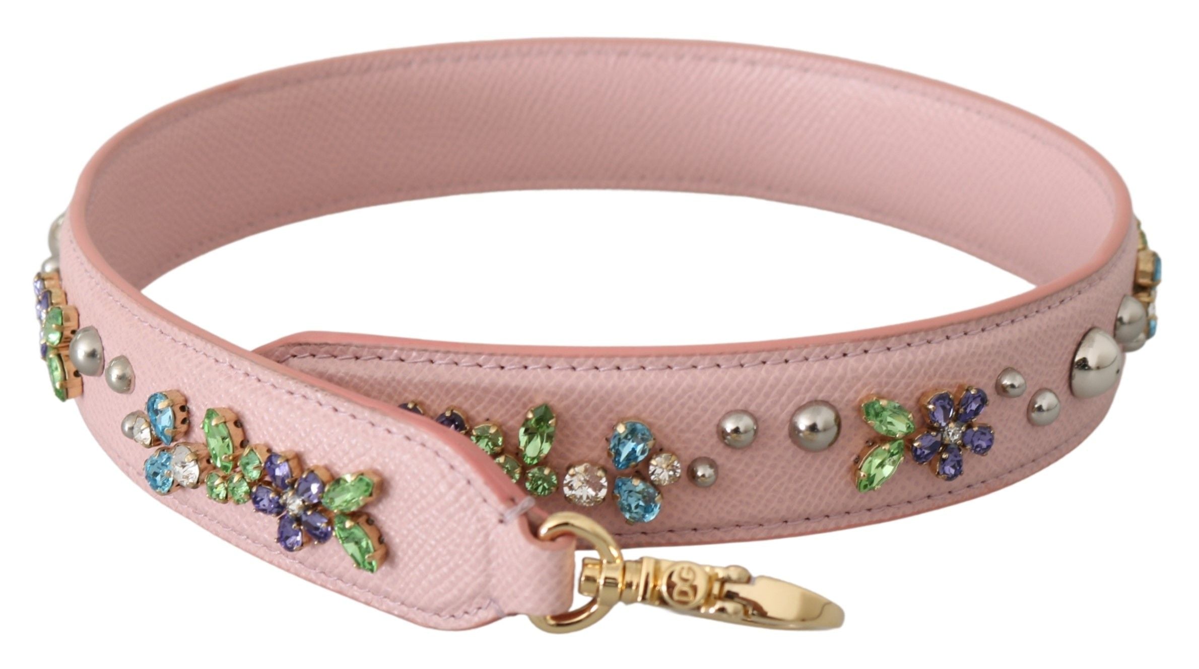 Dolce & Gabbana – Atemberaubendes rosa Lederarmband mit Kristallbesatz