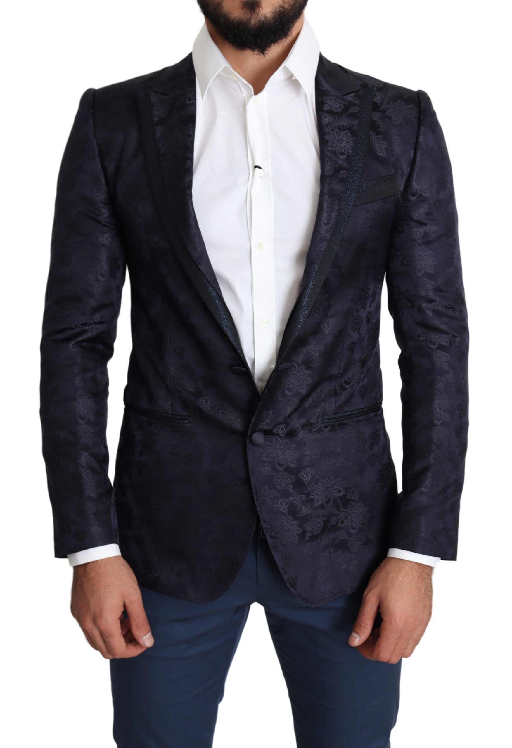 Blazer Martini élégant en soie mélangée Dolce & Gabbana bleu