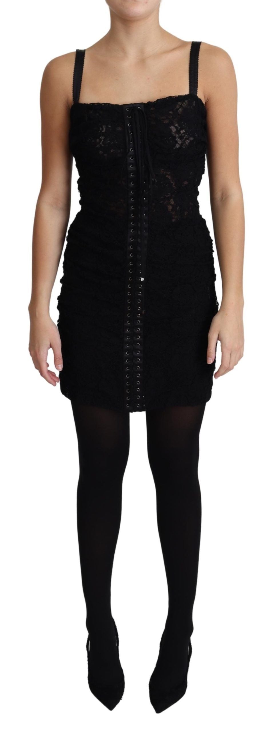 Dolce & Gabbana Elegantes schwarzes Bustier-Minikleid aus Spitze