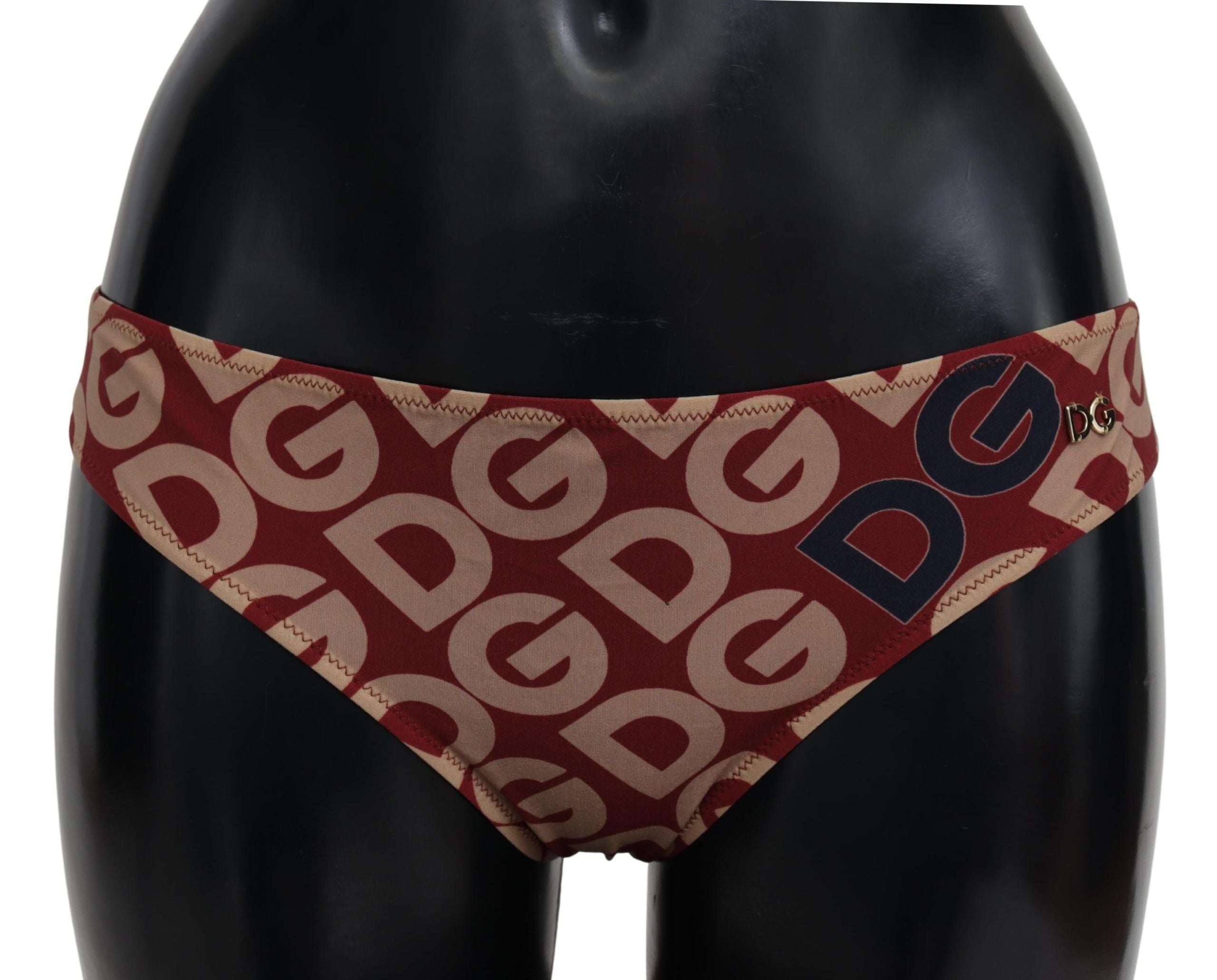 Bas de bikini Dolce & Gabbana Chic à imprimé logo marron beige