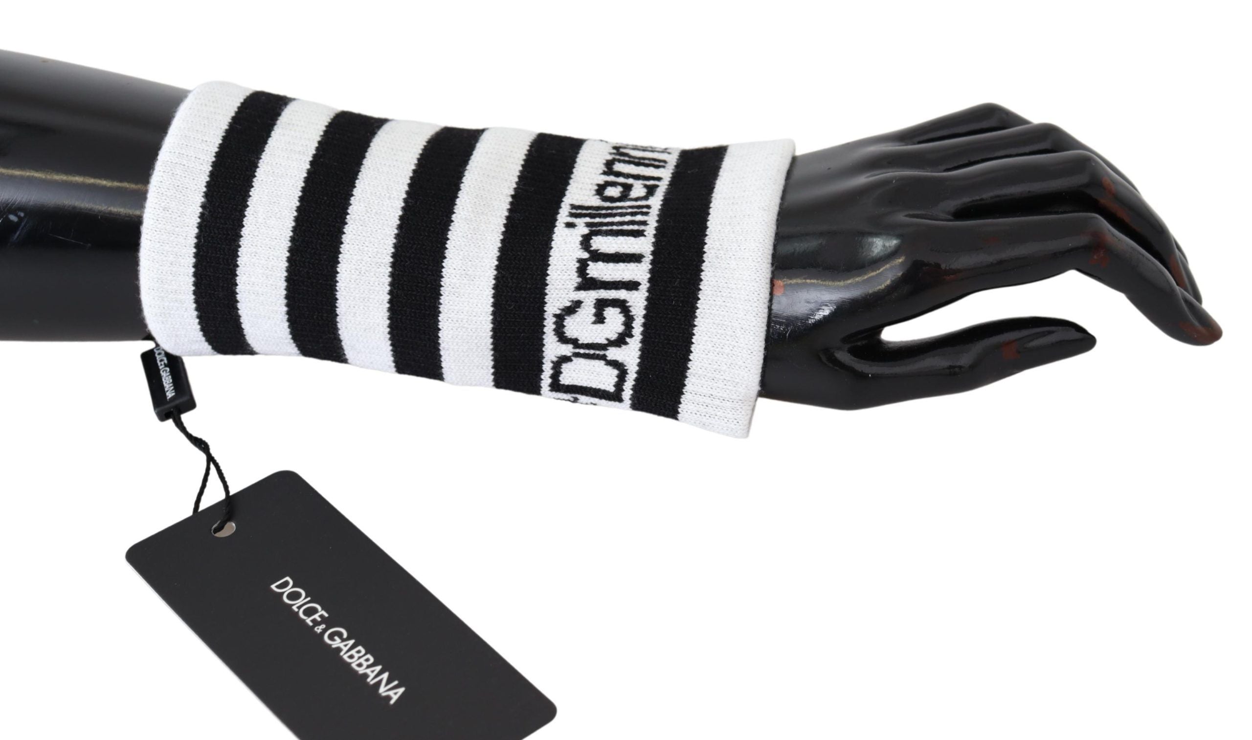Dolce & Gabbana Élégant bracelet en laine mélangée noire et blanche