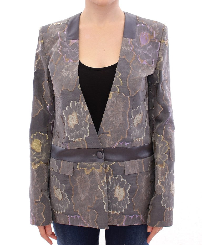 Blazer chic en soie à fleurs à un bouton Roberto Fragata