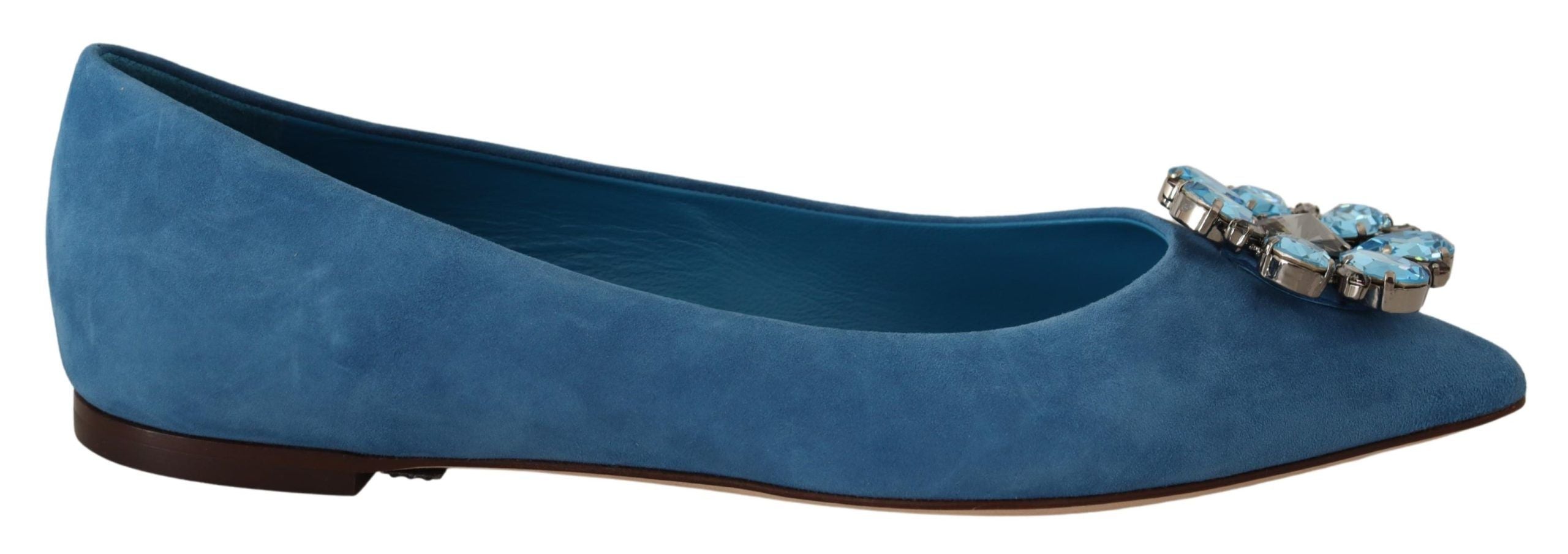 Dolce & Gabbana Elegante, mit Kristallen verzierte Wildleder-Ballerinas