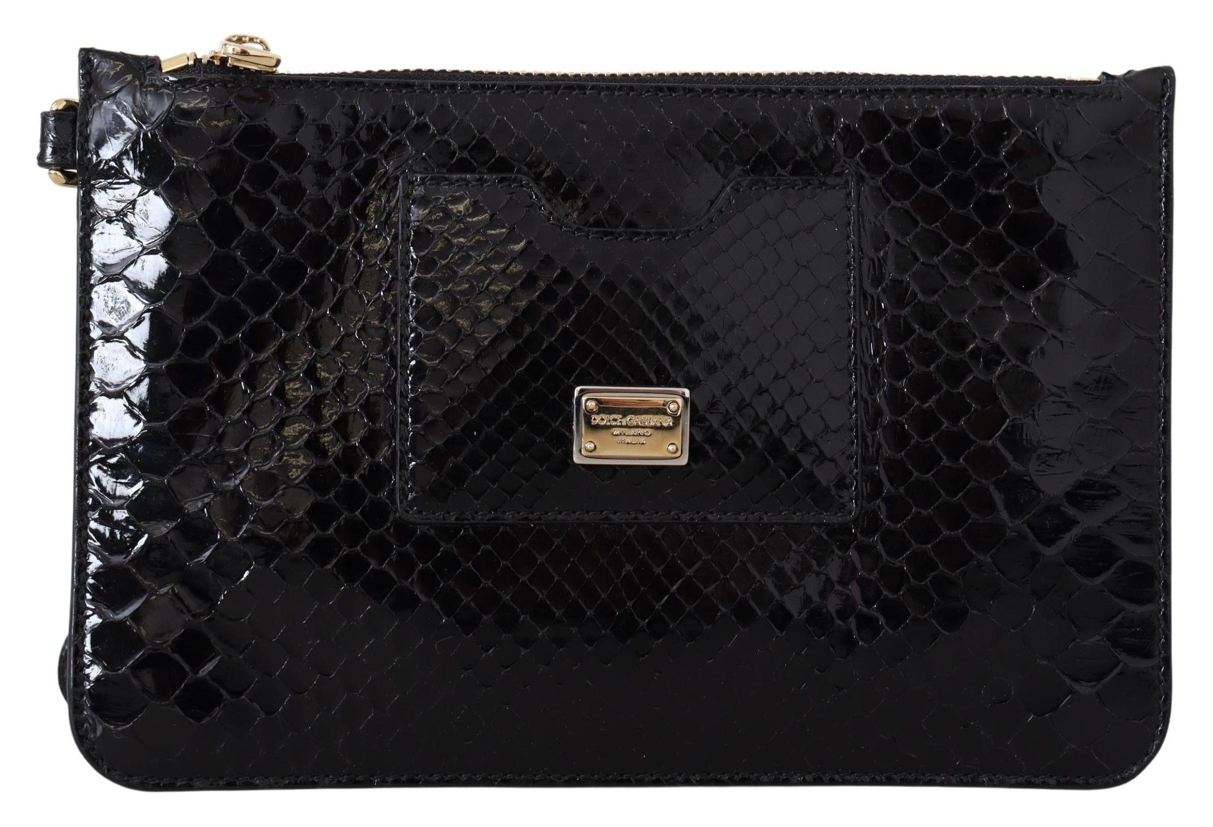 Portefeuille à dragonne en cuir exotique noir Dolce & Gabbana