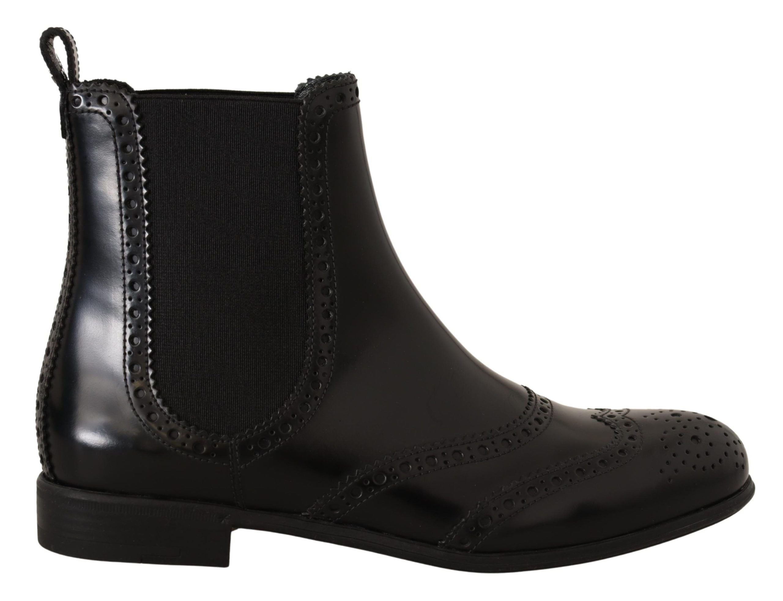 Dolce & Gabbana – Elegante schwarze Oxford-Stiefel mit Flügelkappe