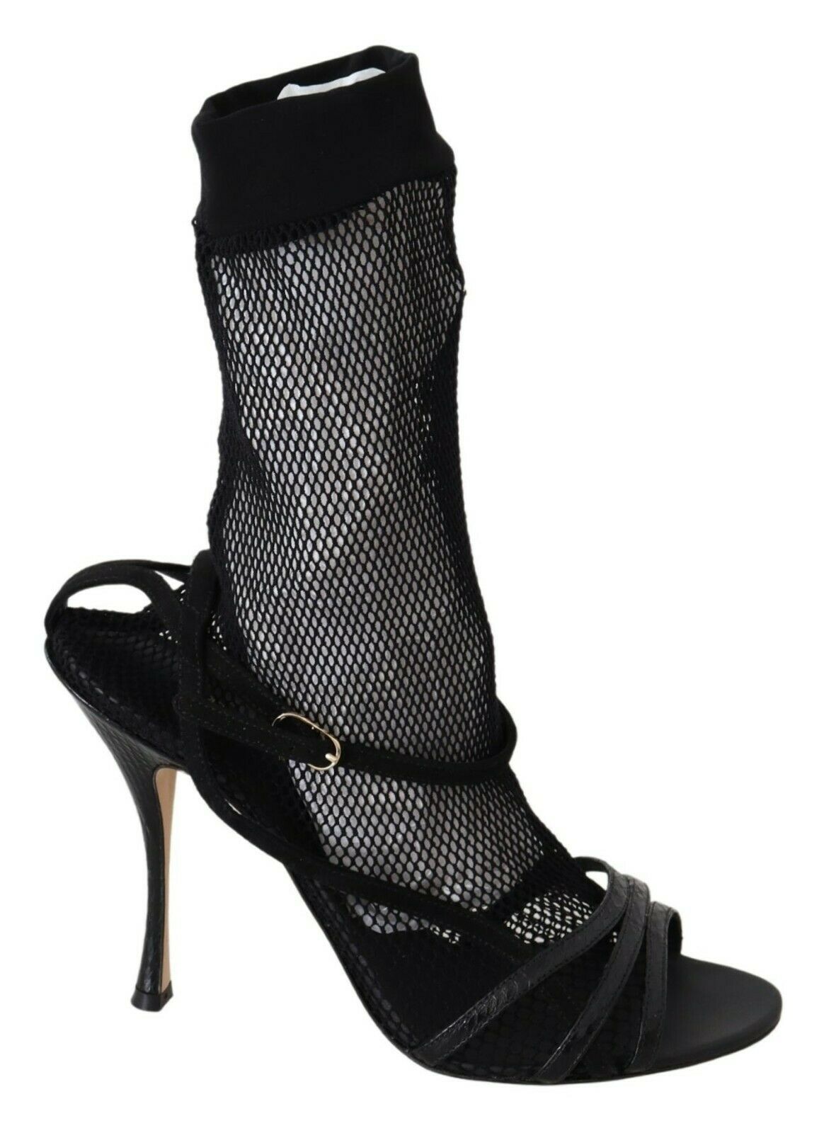 Dolce & Gabbana Schicke schwarze Stiletto-Sandalen aus Netzstoff