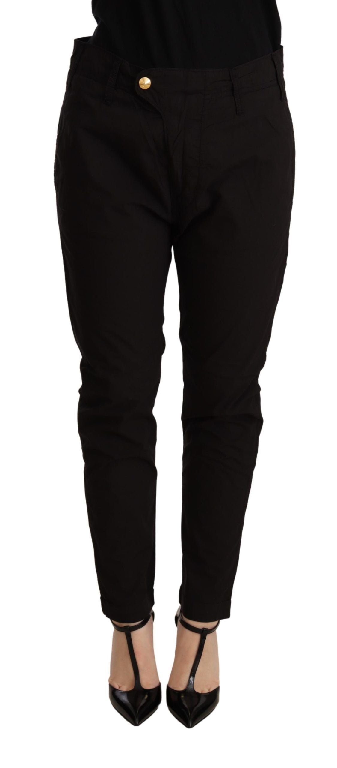 CYCLE Elegante schwarze Baggy-Baumwollhose