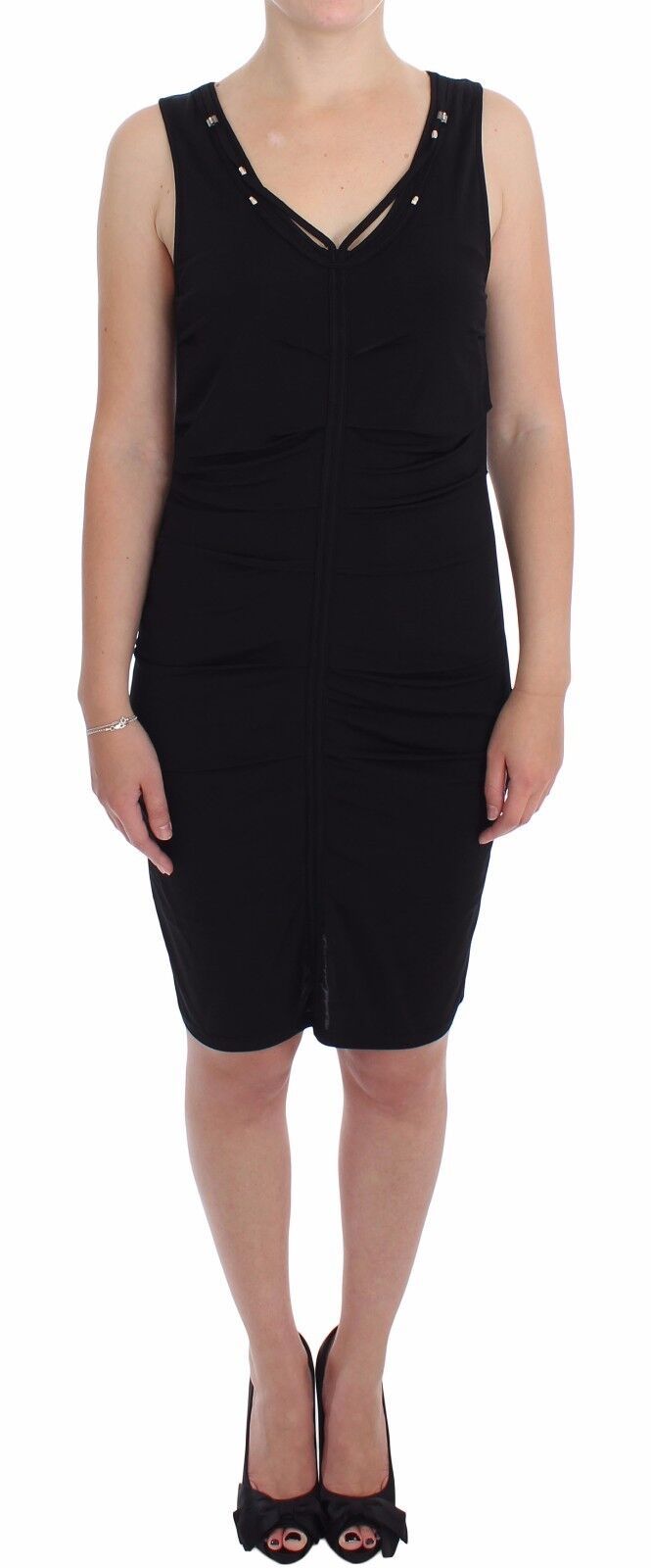 Robe fourreau noire élégante en jersey Roccobarocco, longueur genou