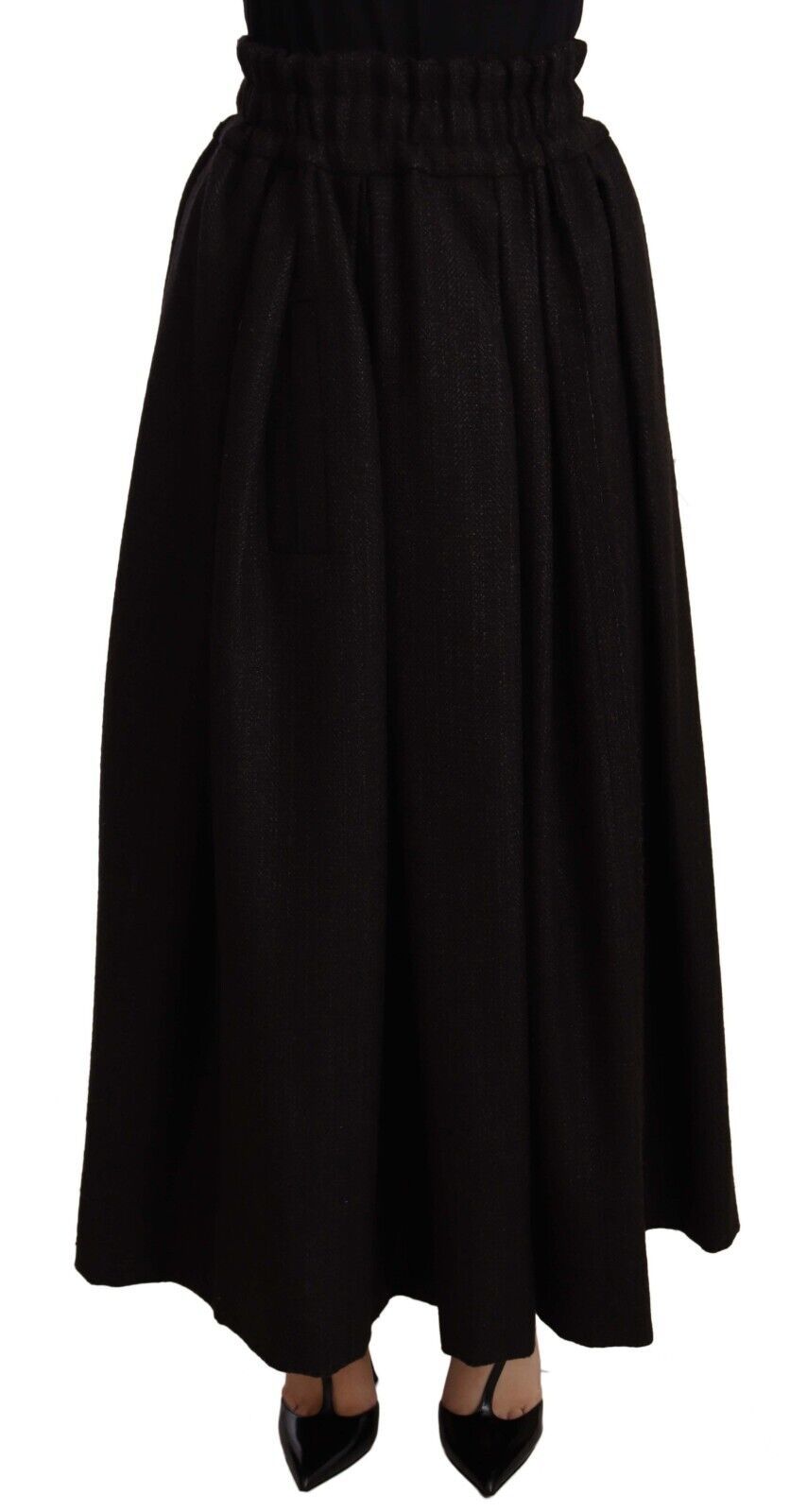 Jupe trapèze longue taille haute élégante en laine Dolce & Gabbana