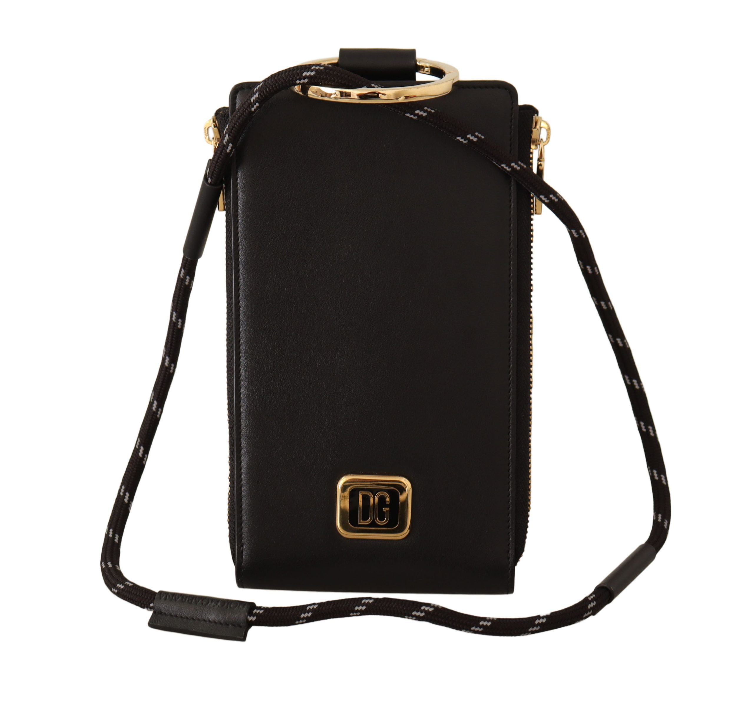 Portefeuille élégant à lanières en cuir noir Dolce & Gabbana