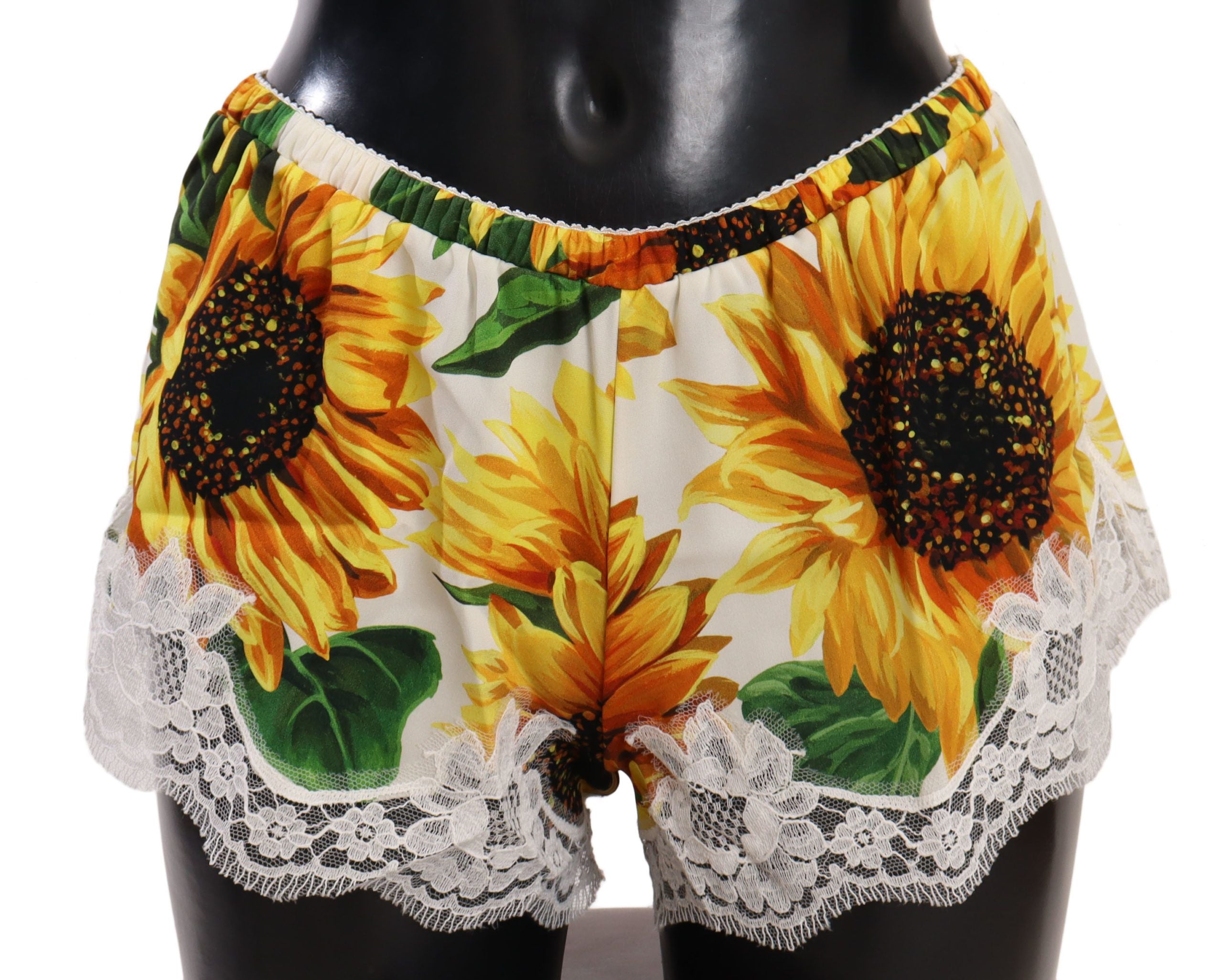 Dolce & Gabbana Dessous-Shorts mit Sonnenblumenspitze – Seidenmischung
