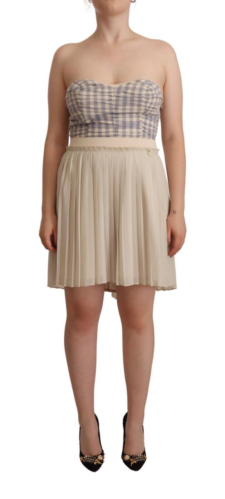 Robe trapèze sans bretelles beige chic Guess