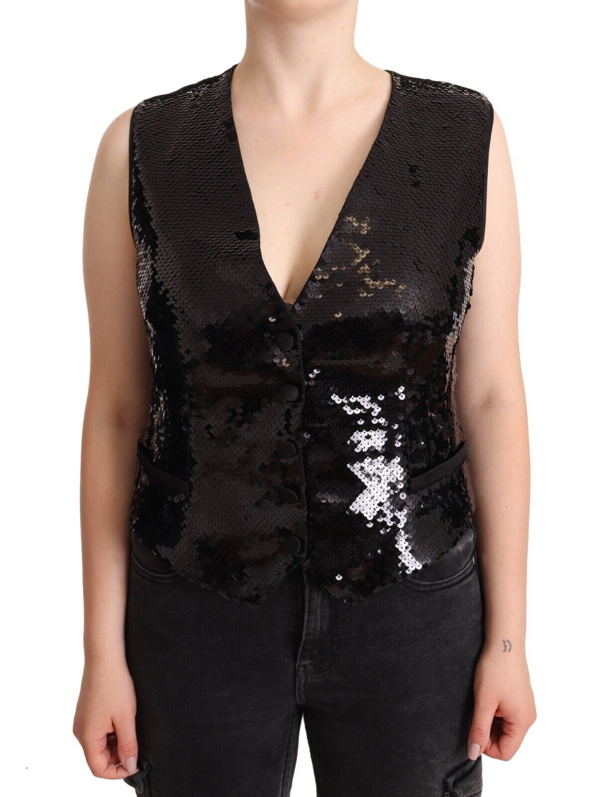 Dolce & Gabbana - Débardeur élégant sans manches à paillettes noires