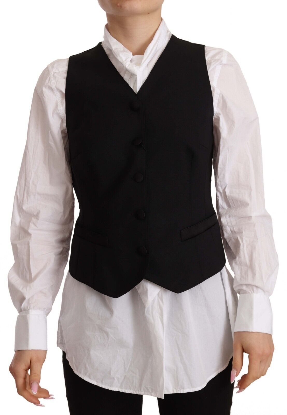 Dolce & Gabbana Elegante Weste aus schwarzer Wollmischung