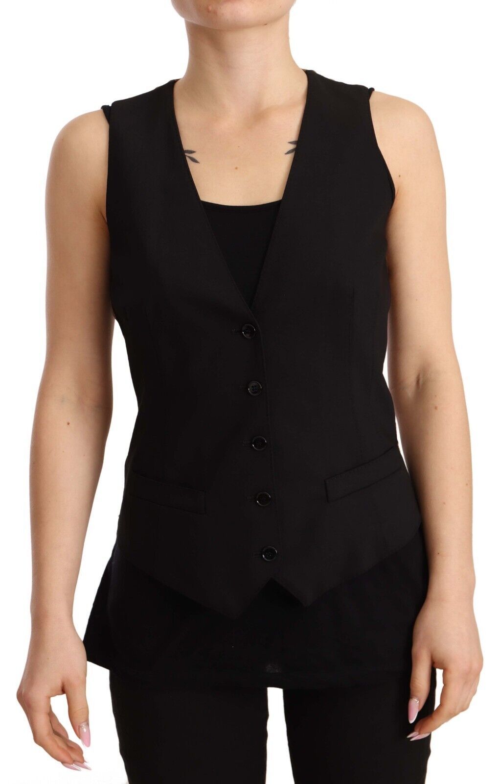 Gilet élégant en laine mélangée noire Dolce & Gabbana