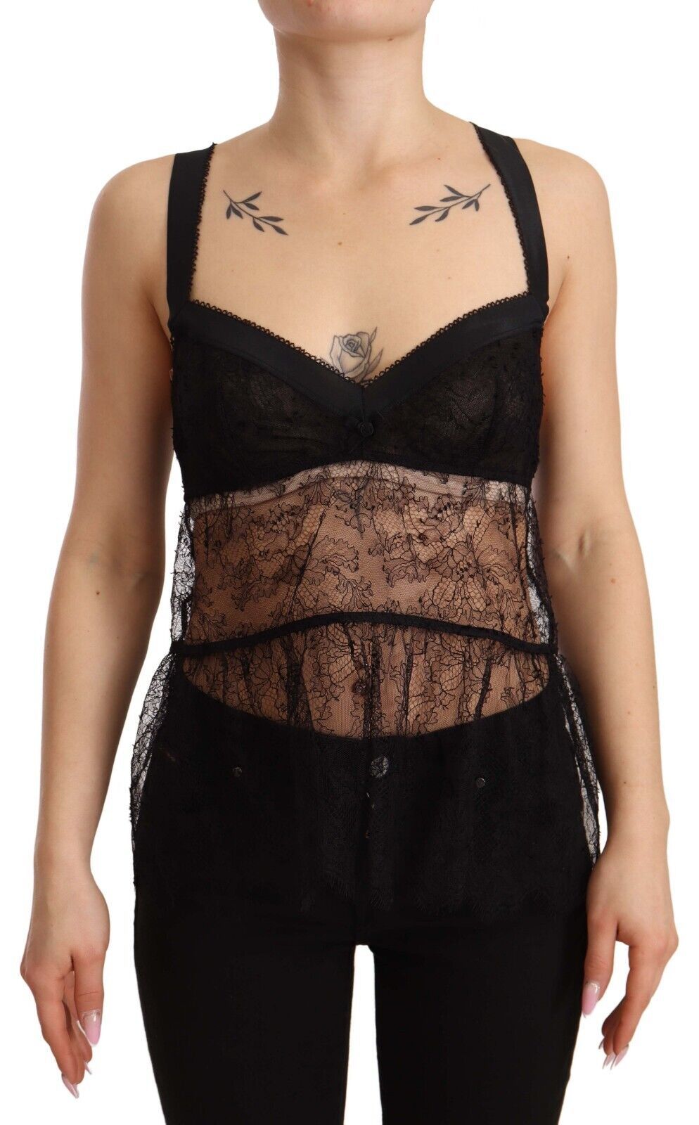 Dolce & Gabbana Elegantes schwarzes Dessous-Hemd aus Seide
