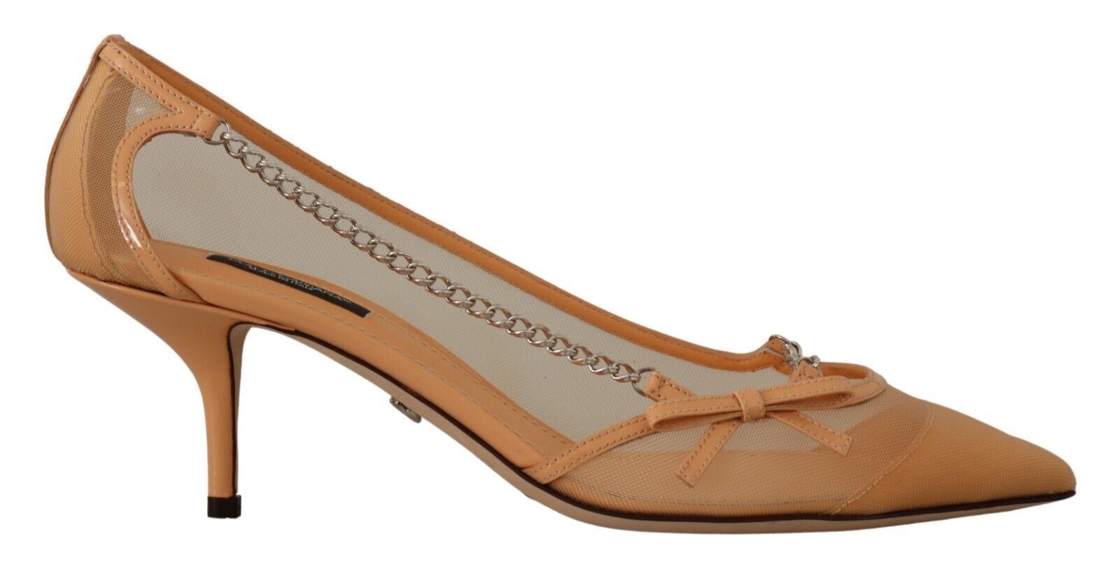 Dolce & Gabbana Elegante beige Mesh-Pumps mit silbernen Ketten