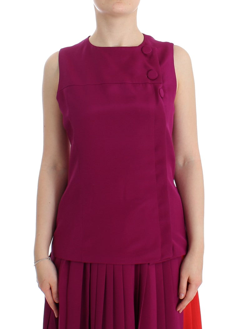 Superbe chemisier violet sans manches en soie Barbara Casasola