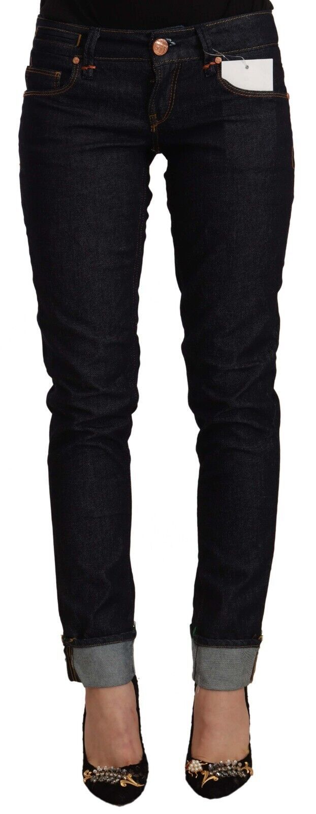 Acht Chic Skinny Jeans in Schwarz mit niedriger Taille