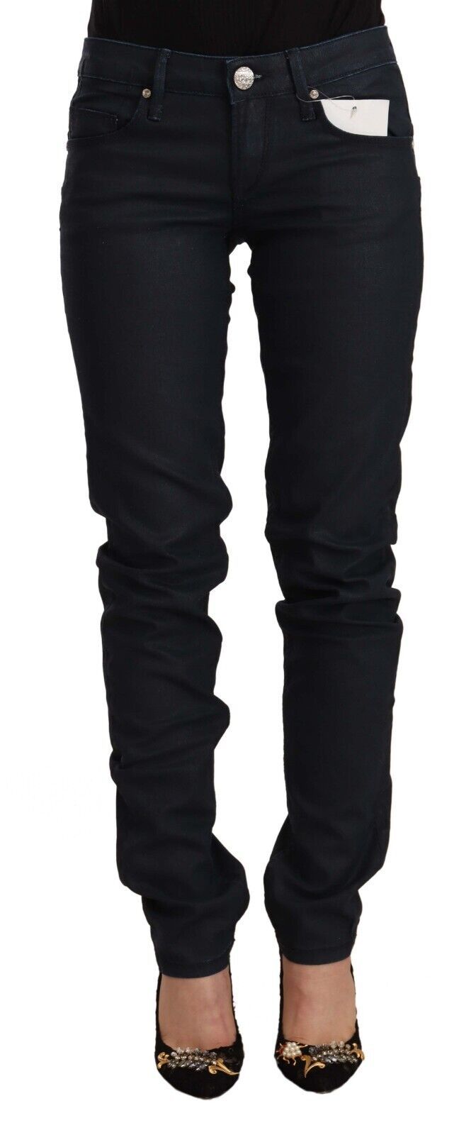 Acht Chic Skinny Jeans mit niedriger Taille in Schwarz