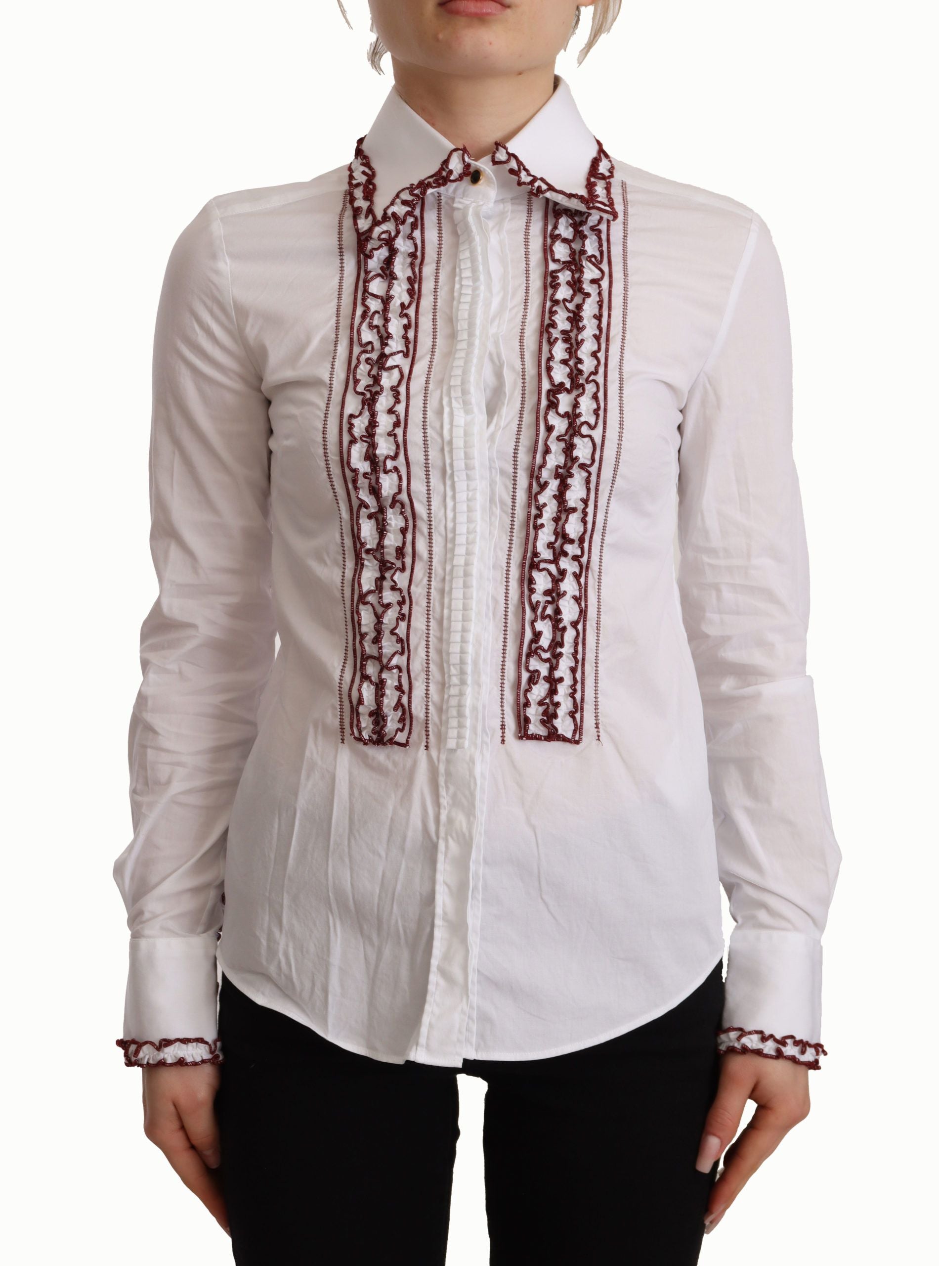 Dolce & Gabbana Elegantes langärmliges Poloshirt aus weißer Baumwolle