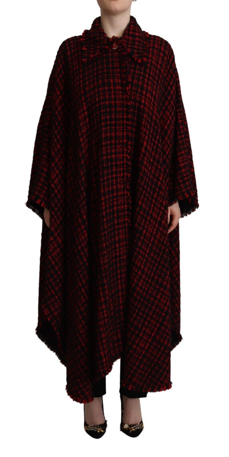 Dolce & Gabbana Élégant manteau à manches longues rouge et noir