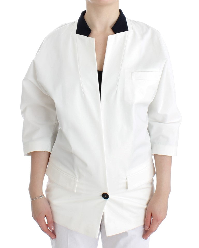 Blazer chic en coton mélangé blanc Andrea Pompilio