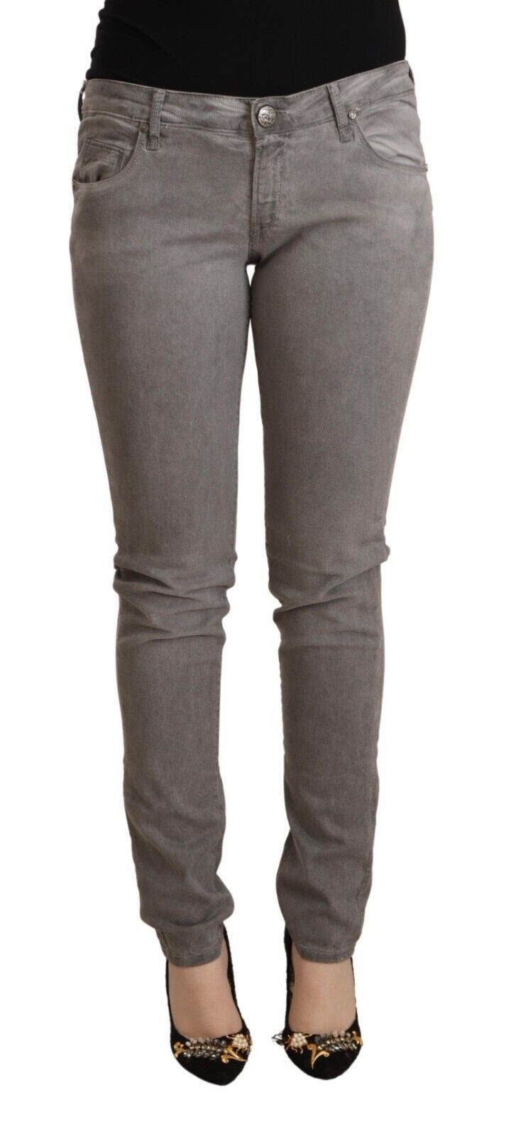 Acht Chic Skinny Jeans aus Baumwollmischung mit niedriger Taille