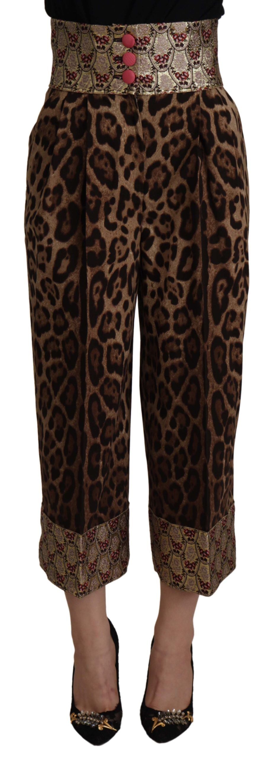 Pantalon court taille haute en jacquard léopard Dolce & Gabbana