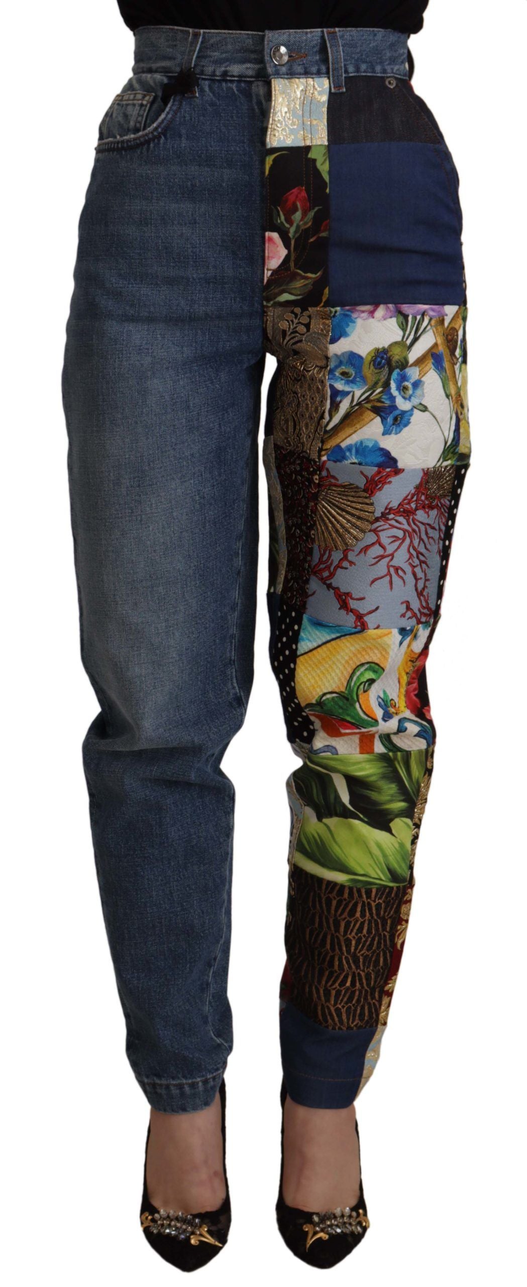 Jean décontracté en denim jacquard patchwork Dolce & Gabbana