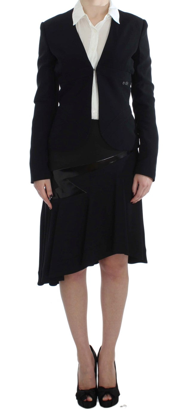 Exte Eleganter Zweiteiliger Rockanzug in Schwarz & Blau