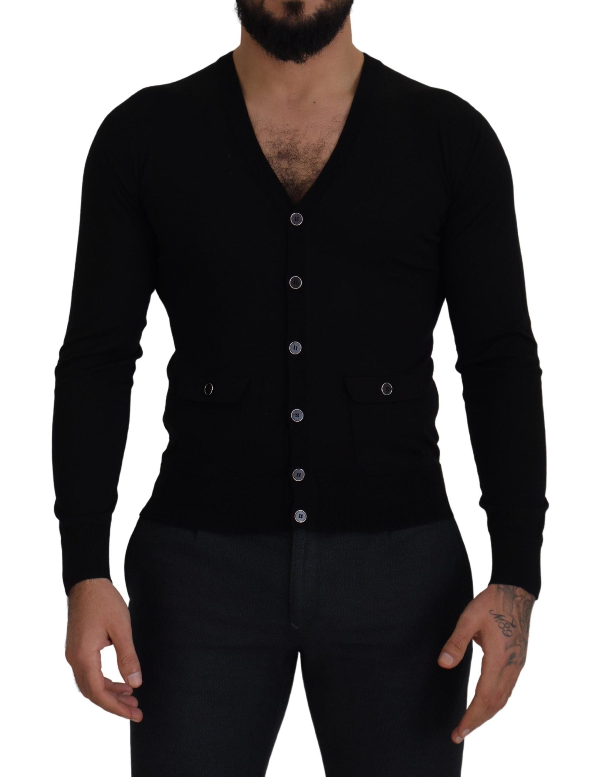 Dolce & Gabbana Élégant cardigan boutonné en laine noir