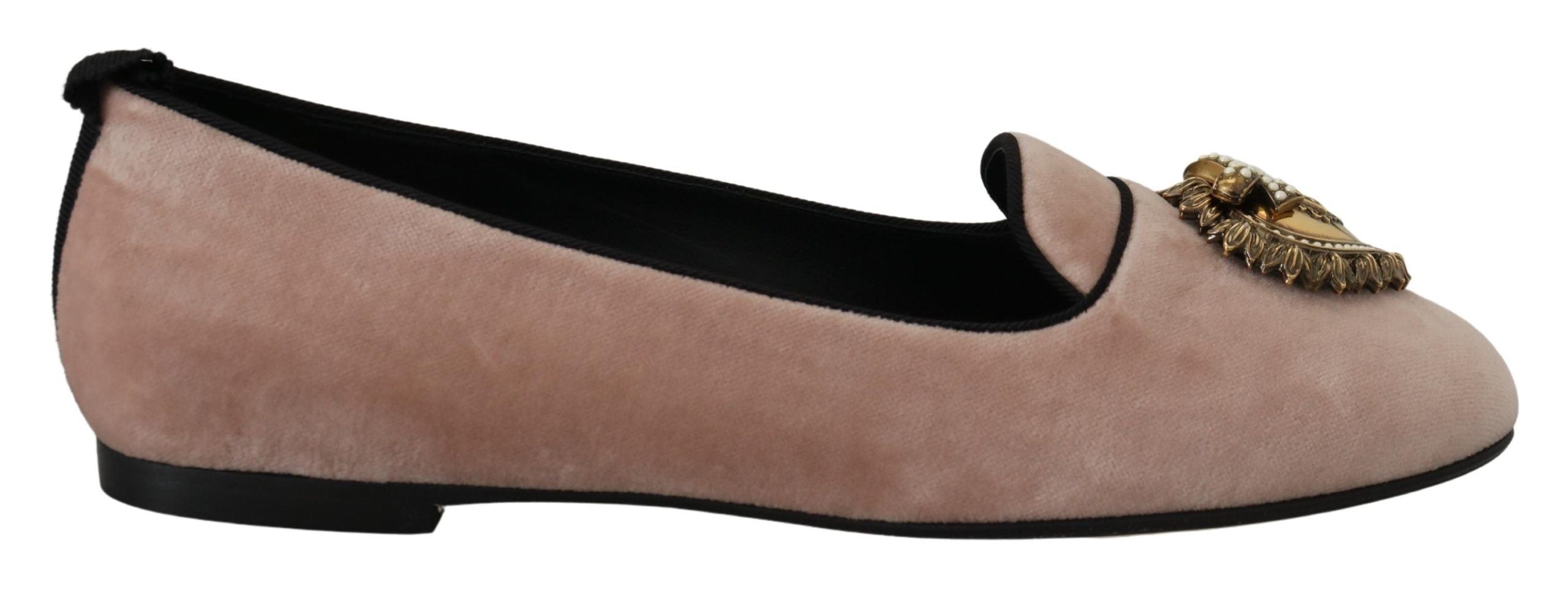 Mocassins élégants en velours rose Dolce & Gabbana Devotion